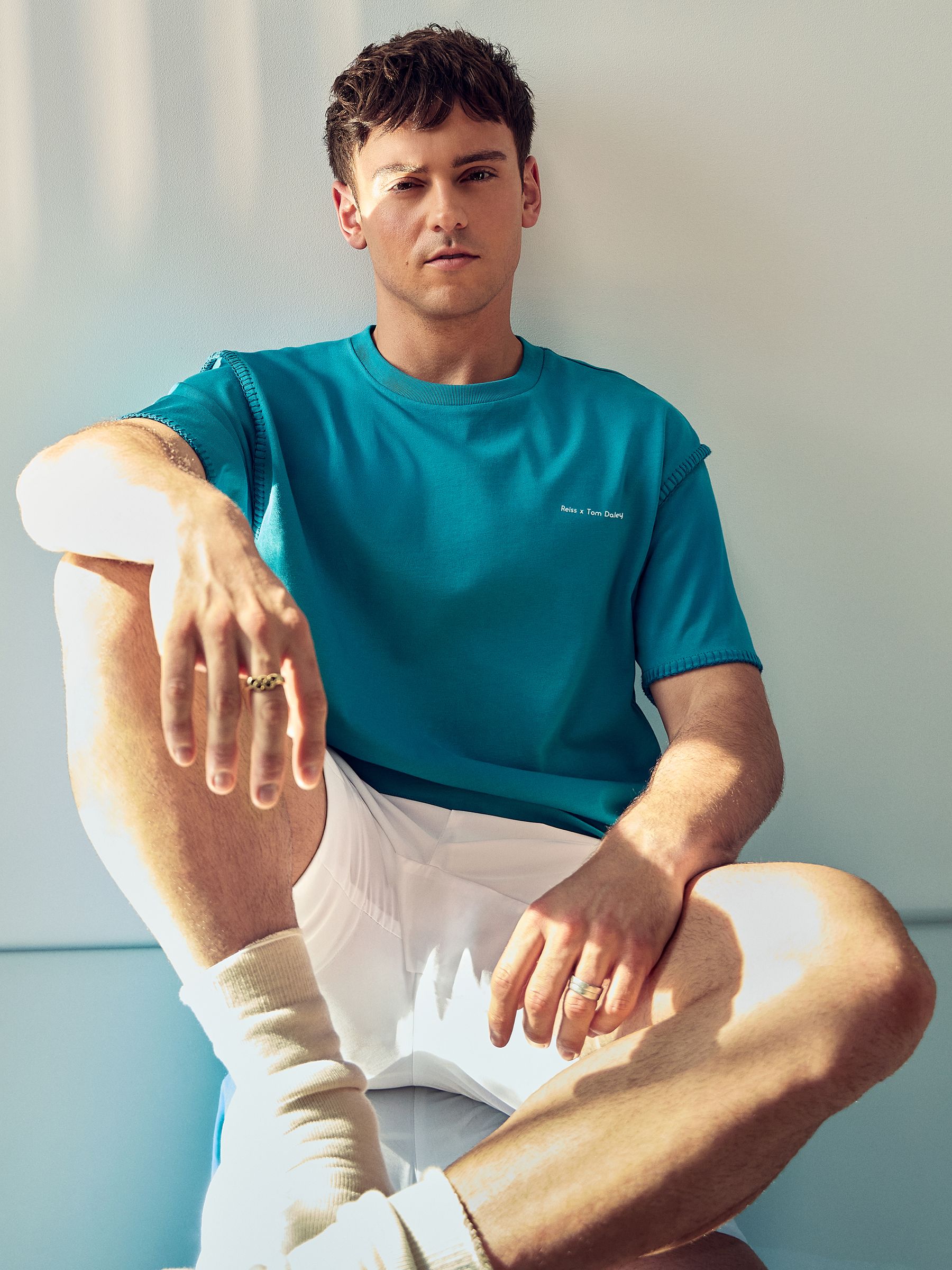 Reiss | Tom Daley Graphic-Print T-Shirt in Teal Green