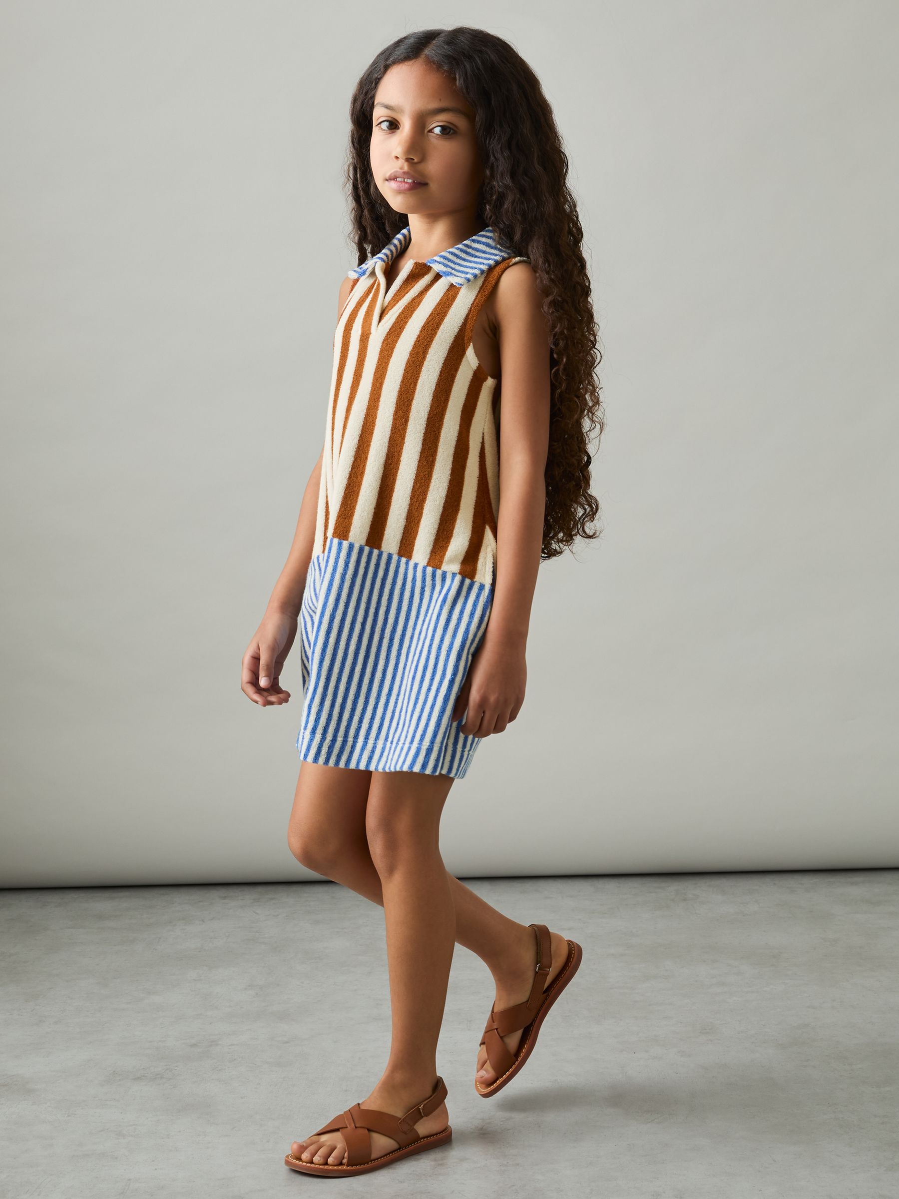 9-13 yrs Towelling Stripe Dress in Multi
