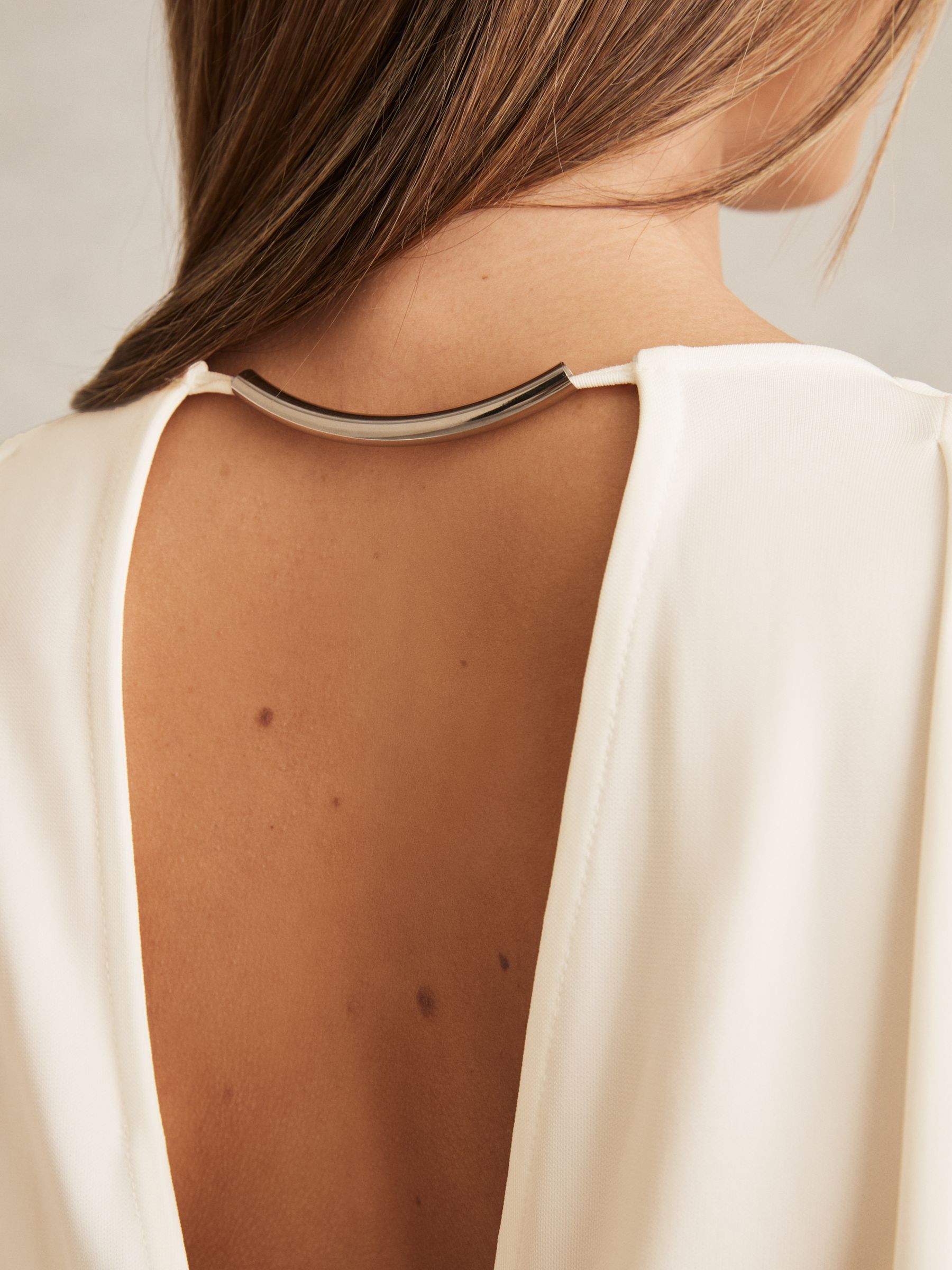 Jersey Draped Bodycon Maxi Dress in Ivory