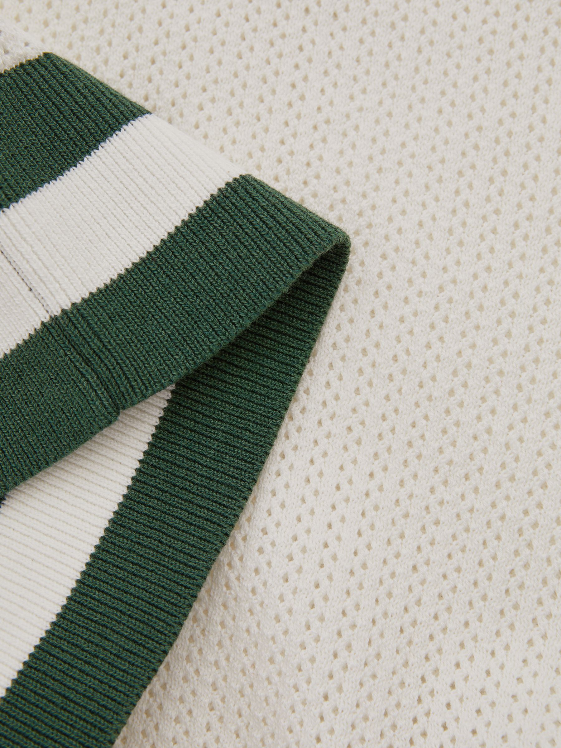 Reiss | Ché Knitted Half-Button Polo Shirt in White