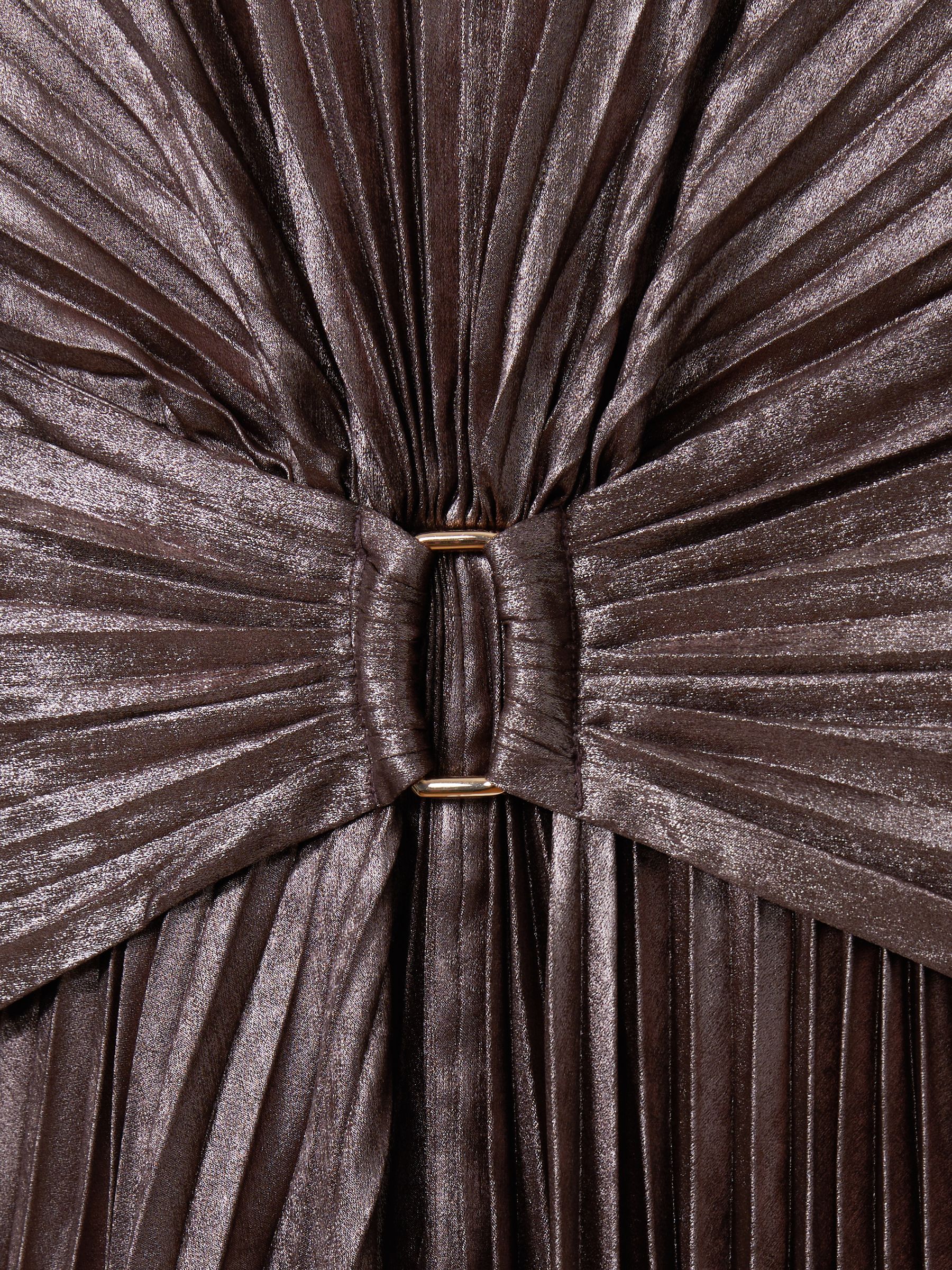 Acler Satin Pleated Midi Dress in Coffee