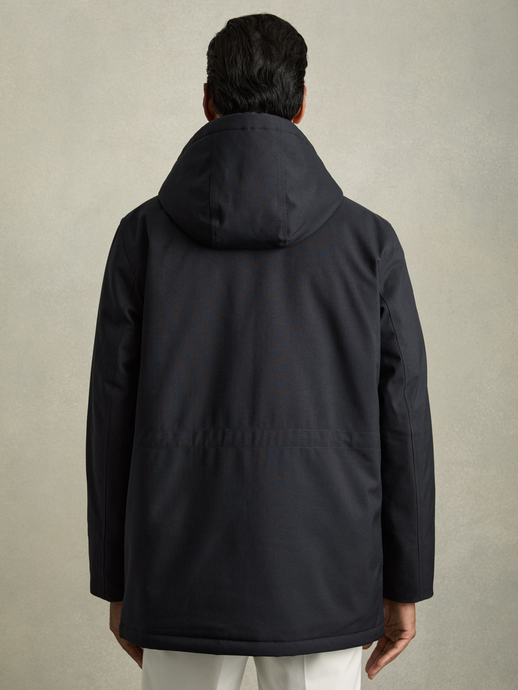 Hooded Zip-Through Padded Jacket in Navy