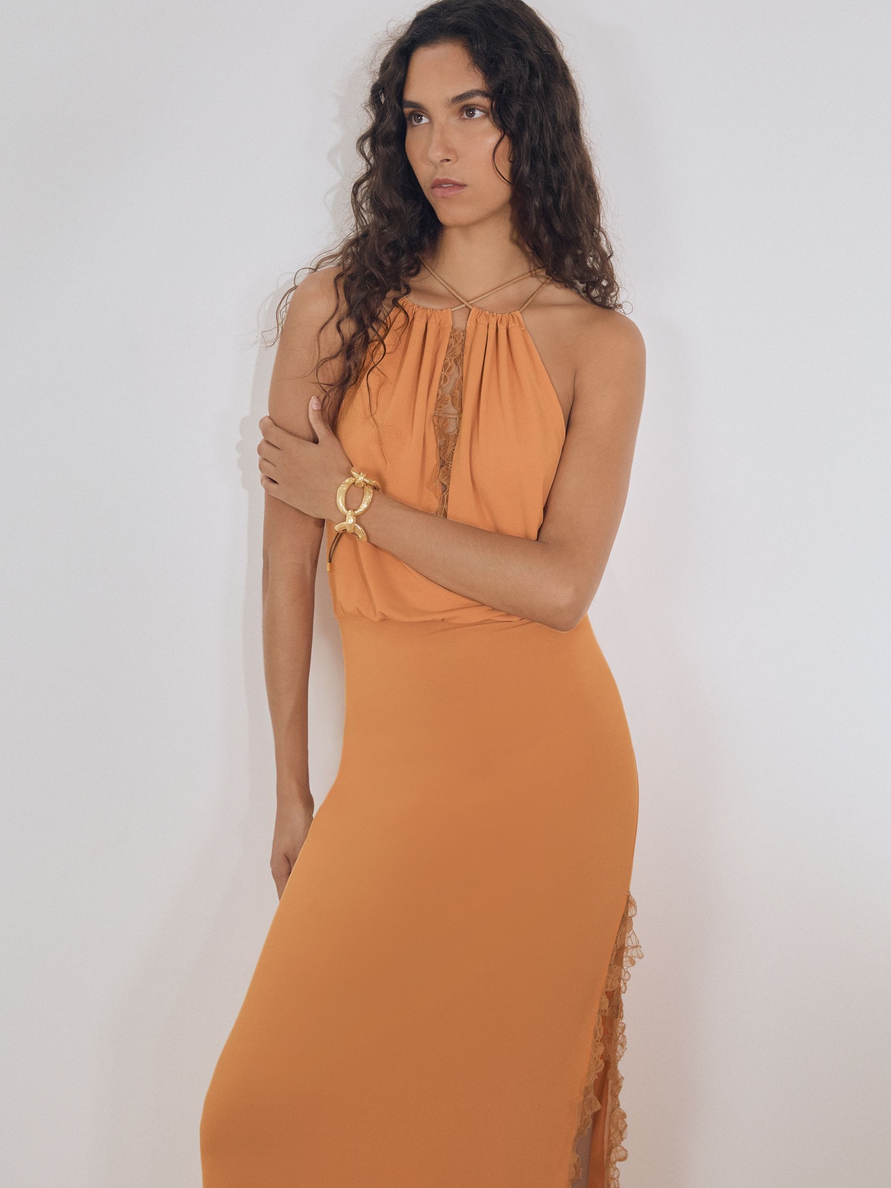 Atelier Drape Jersey Maxi Dress in Orange
