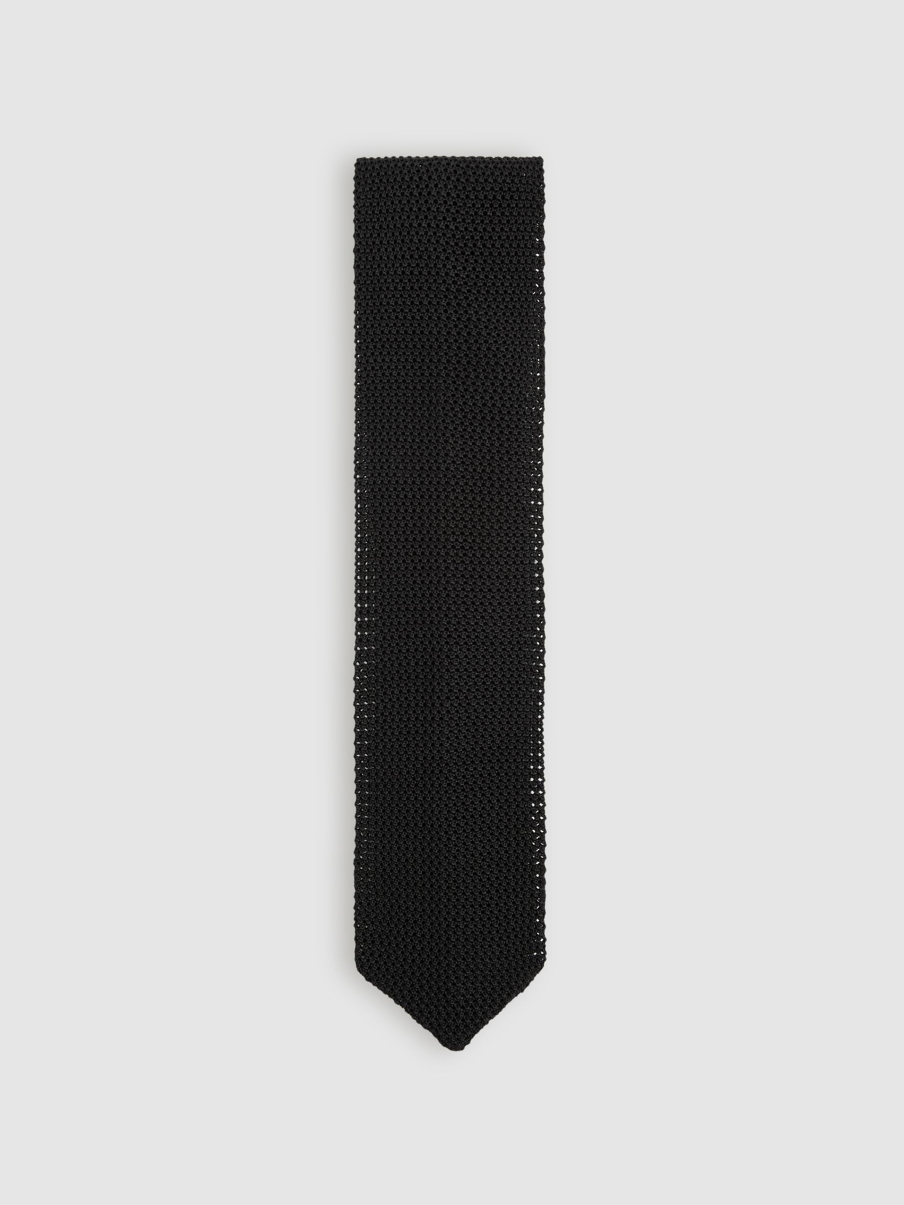 Silk Knitted Tie in Black