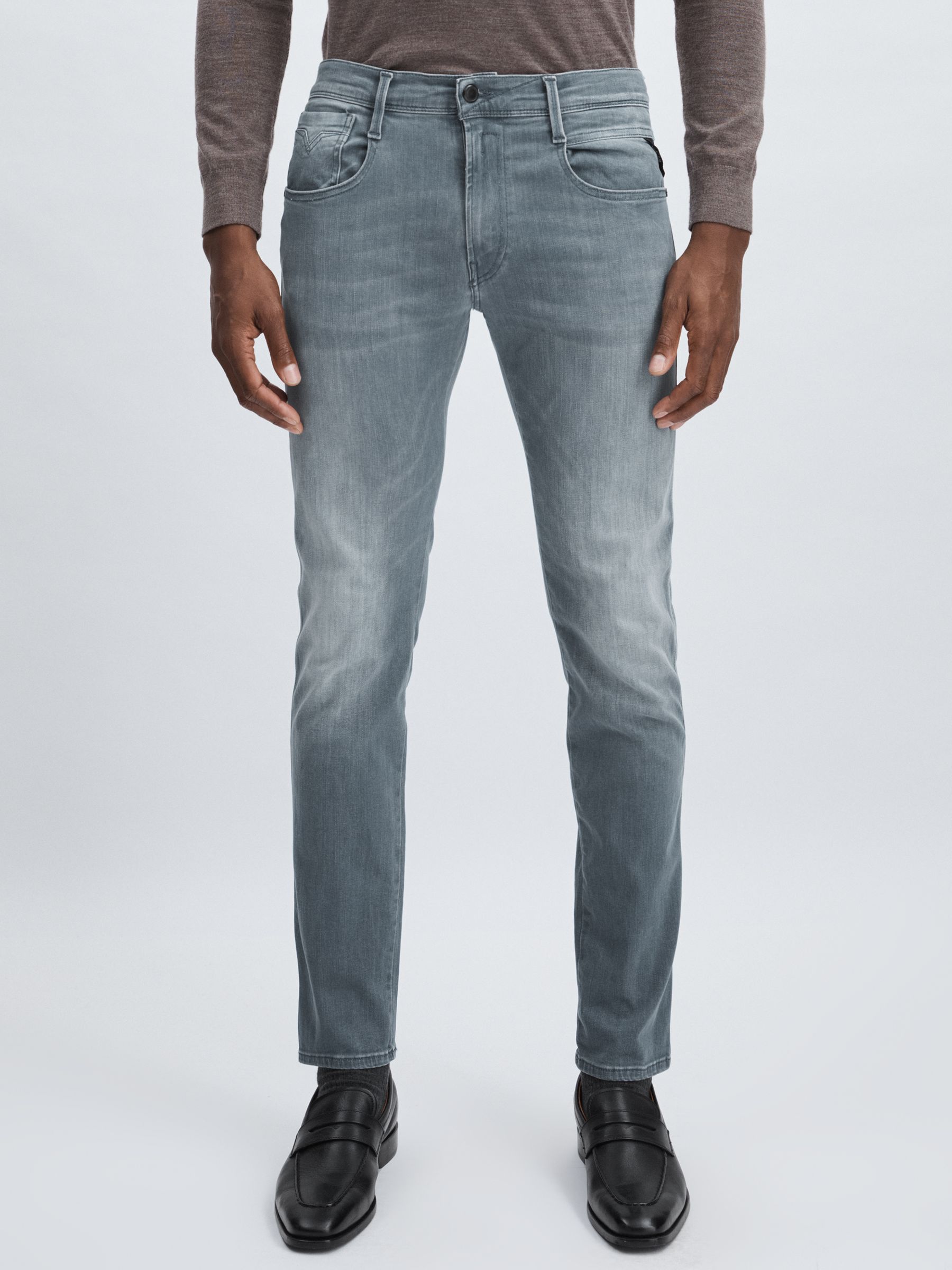 Replay Slim-Fit Hyperflex Jeans in Mid Grey