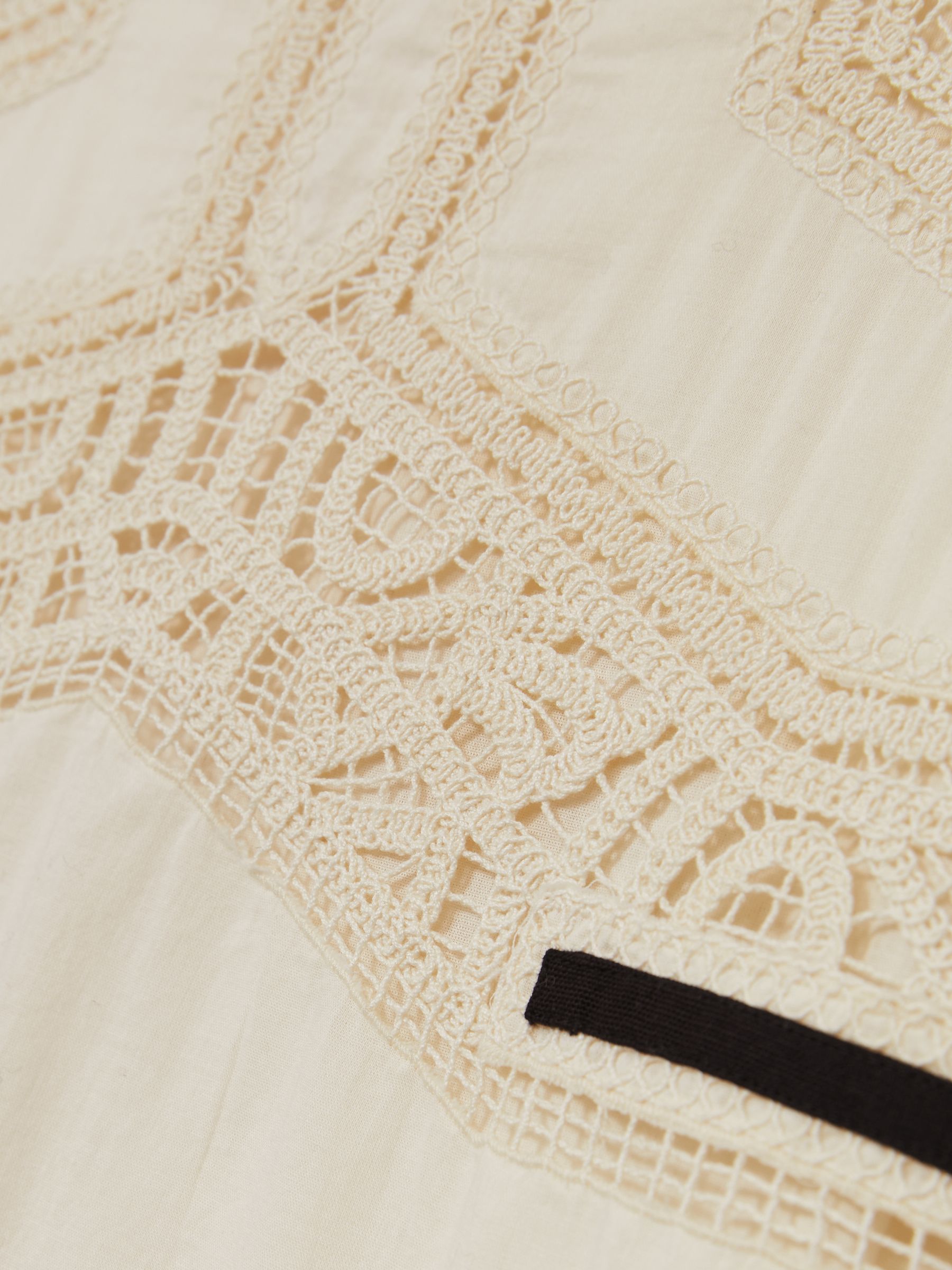 9-13 yrs Cotton Contrast-Trim Lace Dress in Ivory