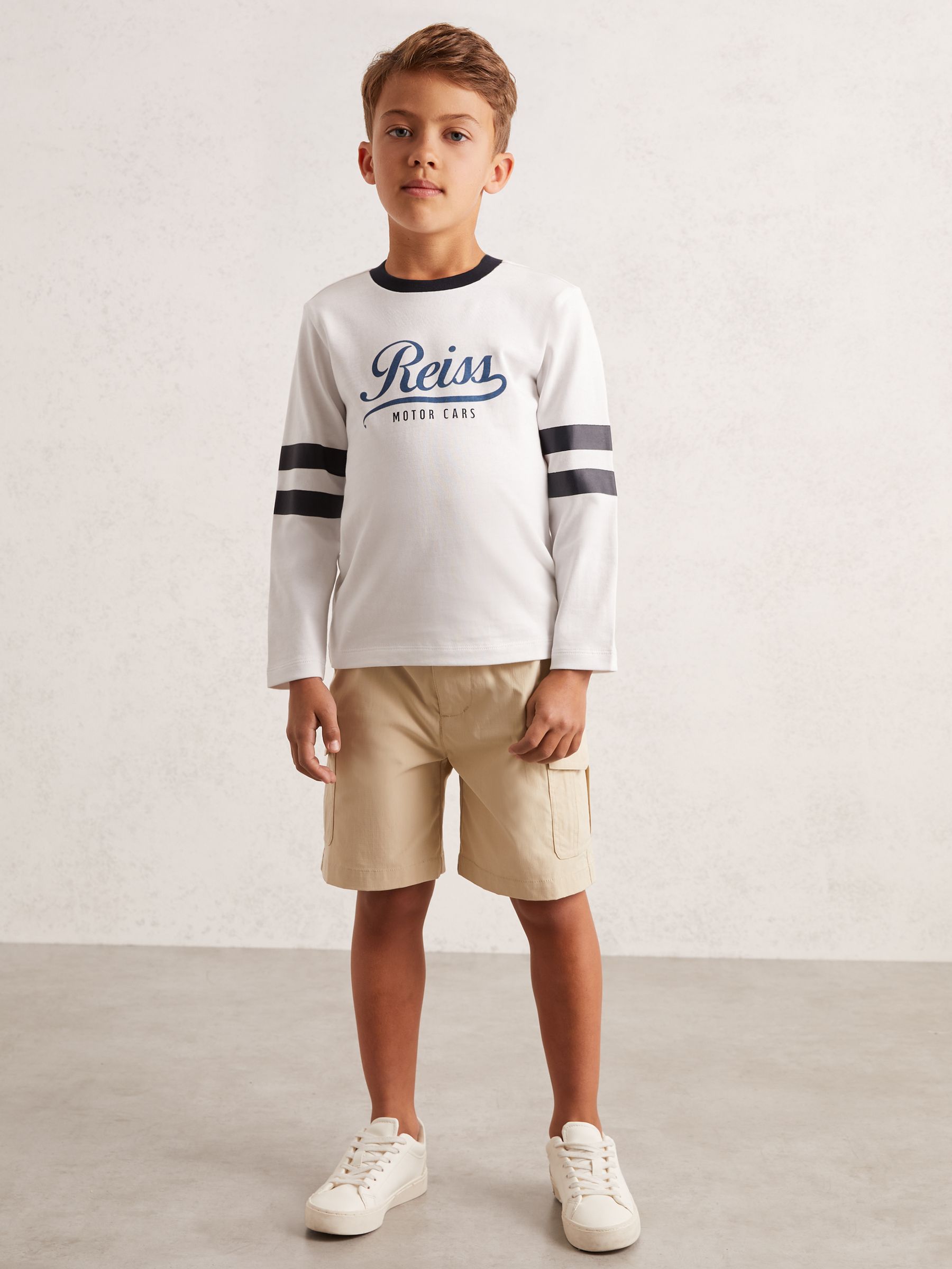 13-14 yrs Cotton Motor Cars Logo T-Shirt in White/Blue