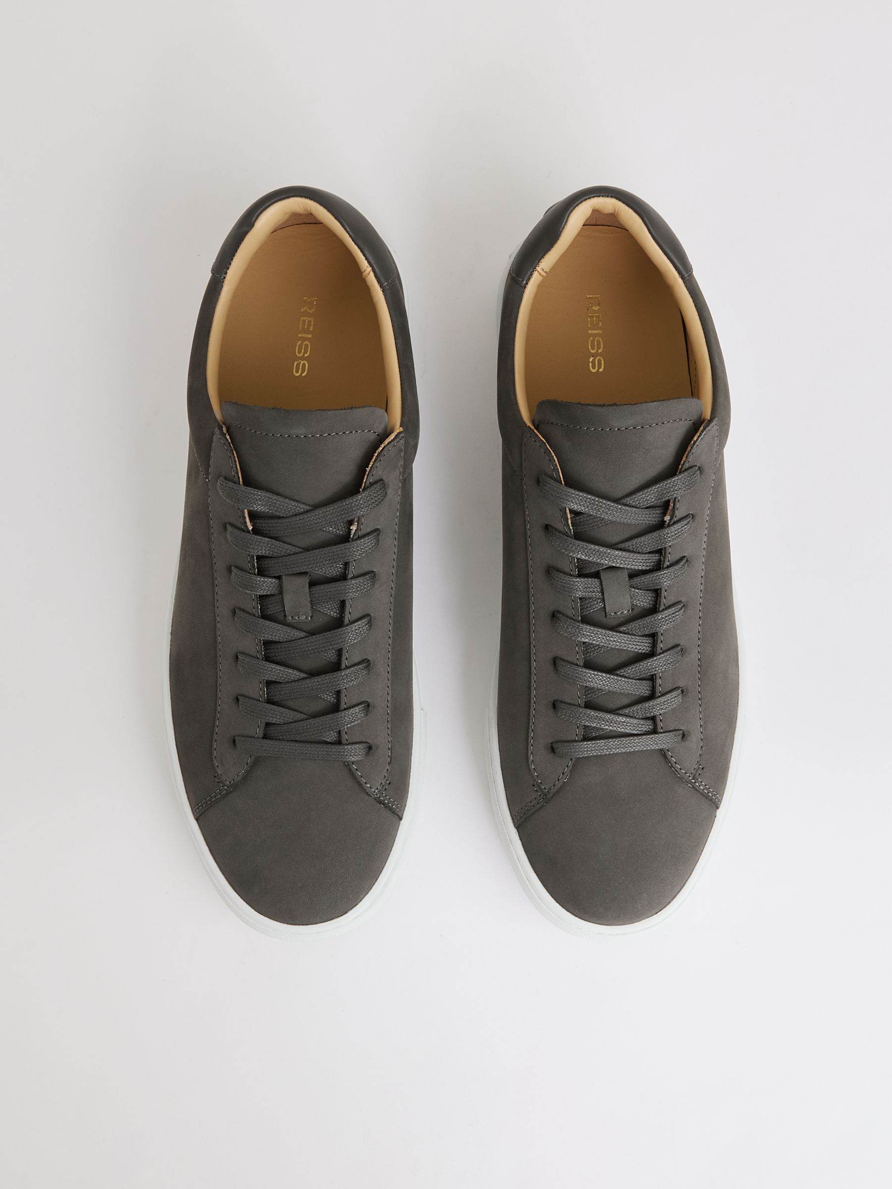 Nubuck Leather Low-Top Trainers in Grey