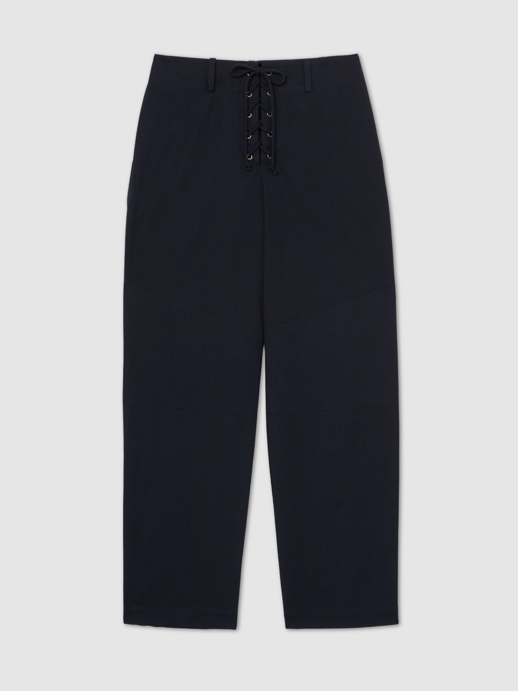 Lace-up Tapered Trousers in Navy