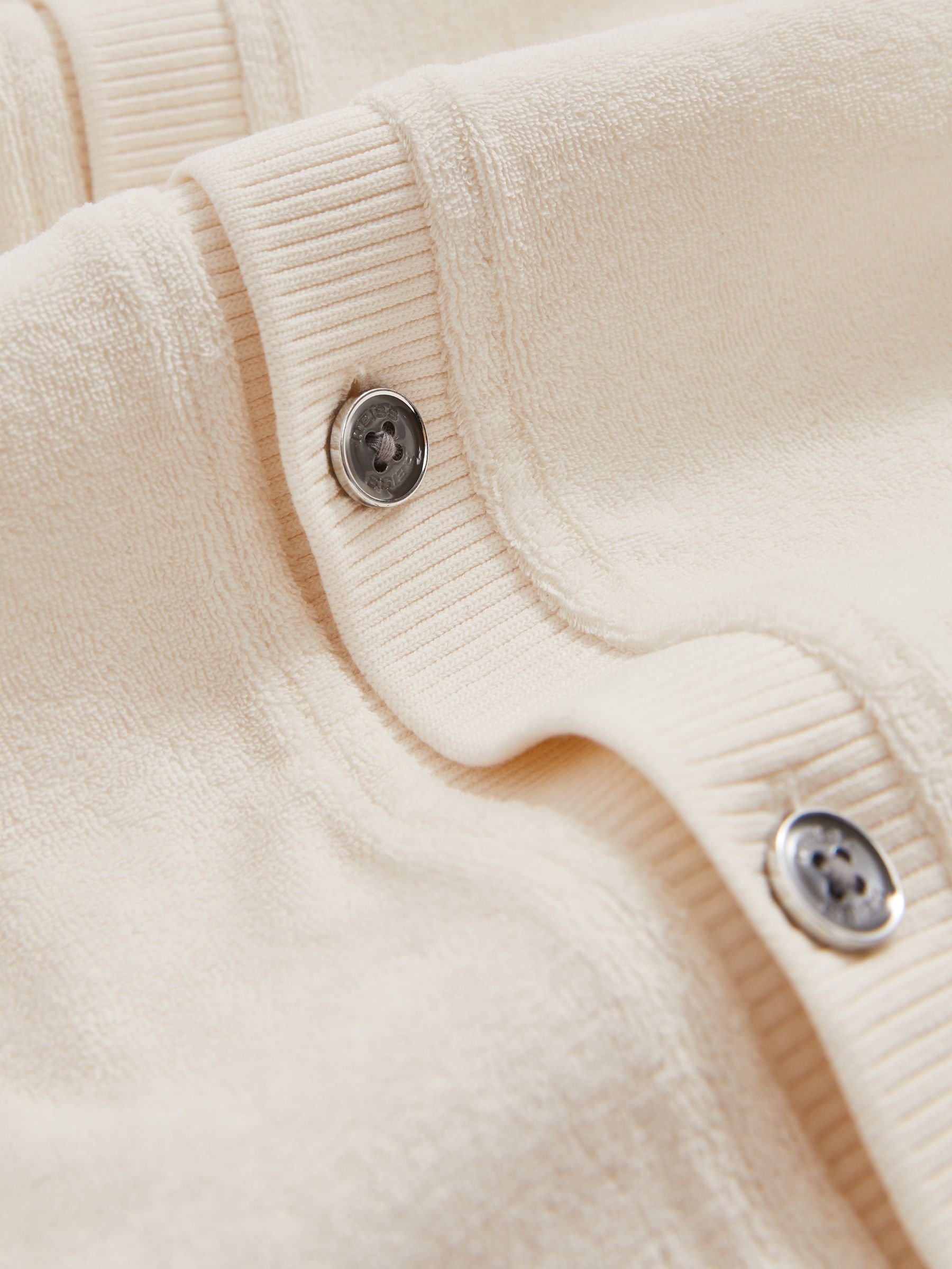 Cotton Blend Towelling Shirt in White