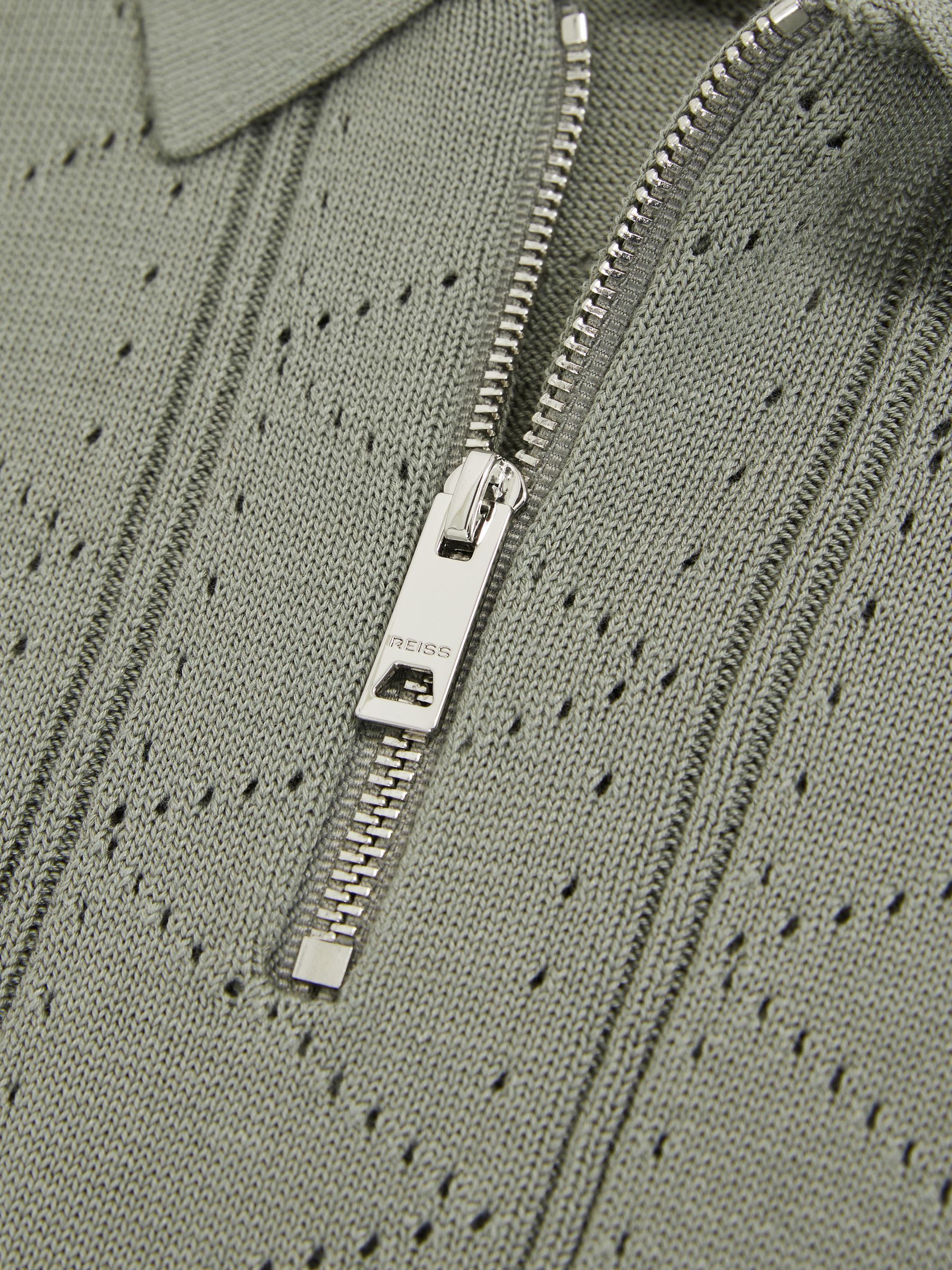 9-13 yrs Half-Zip Pointelle Polo Shirt in Sage