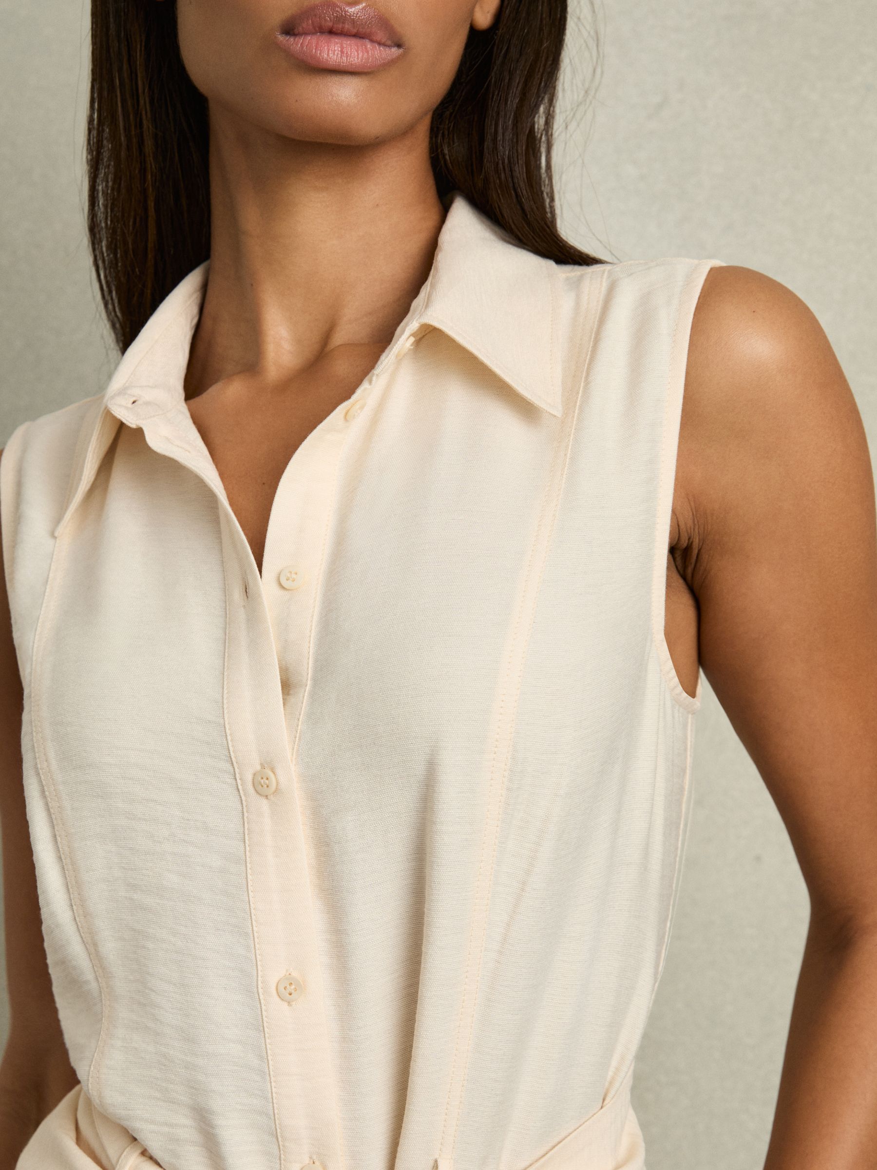 Belted Beach Cover-Up Playsuit in Cream