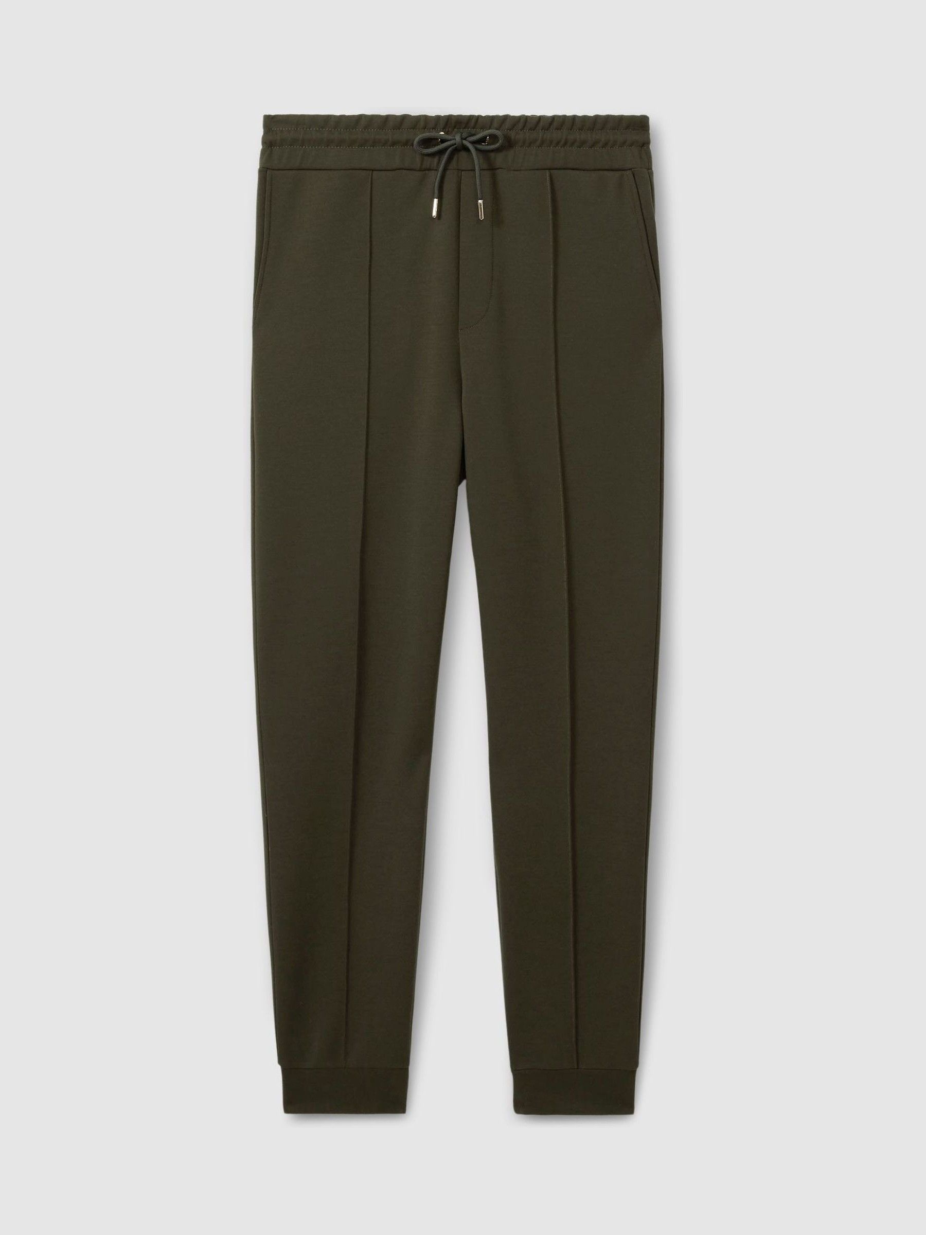 Interlock-Jersey Drawstring Joggers in Forest Green