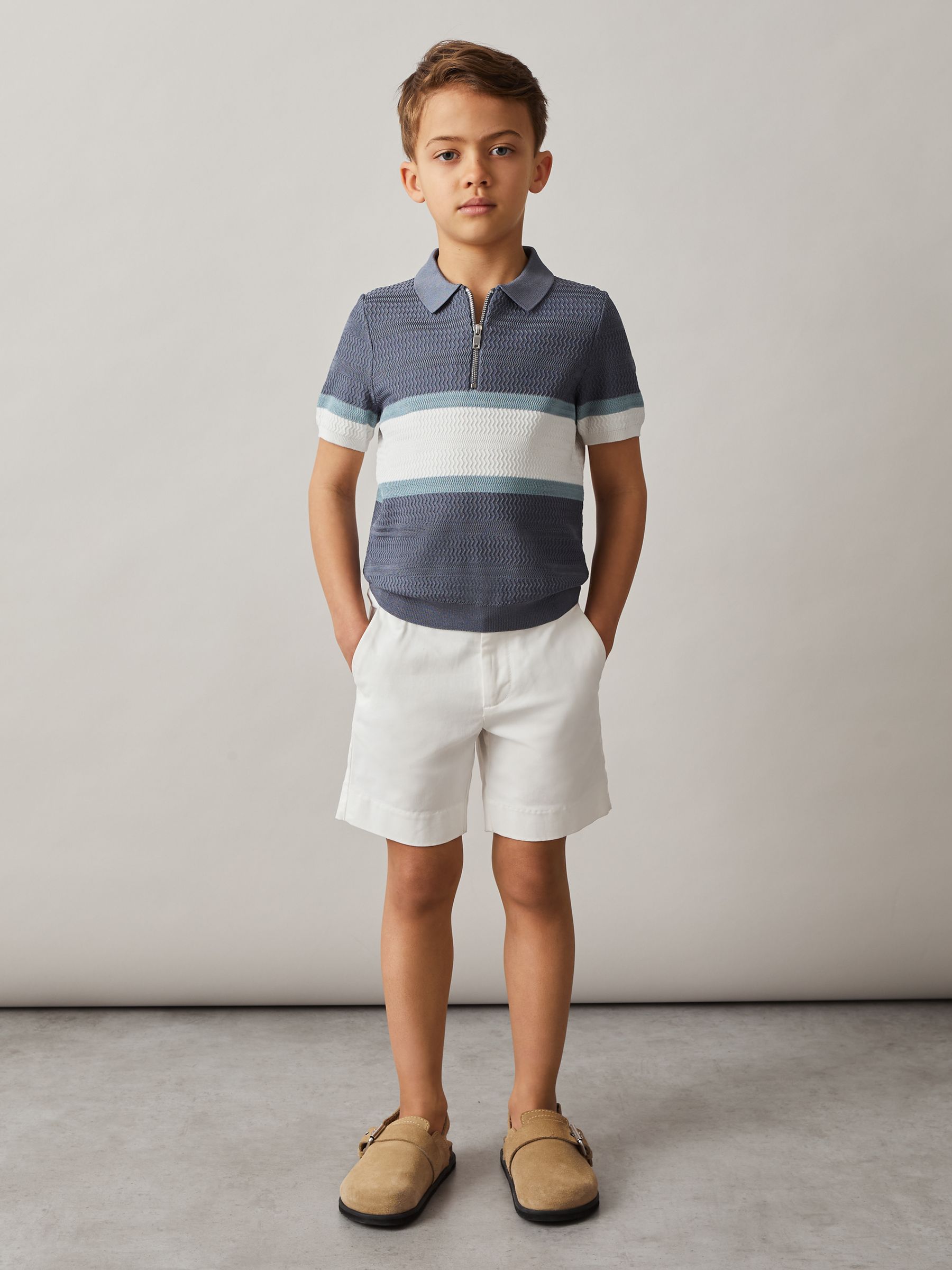 9-13 yrs Cotton Chino Shorts with Stretch in White