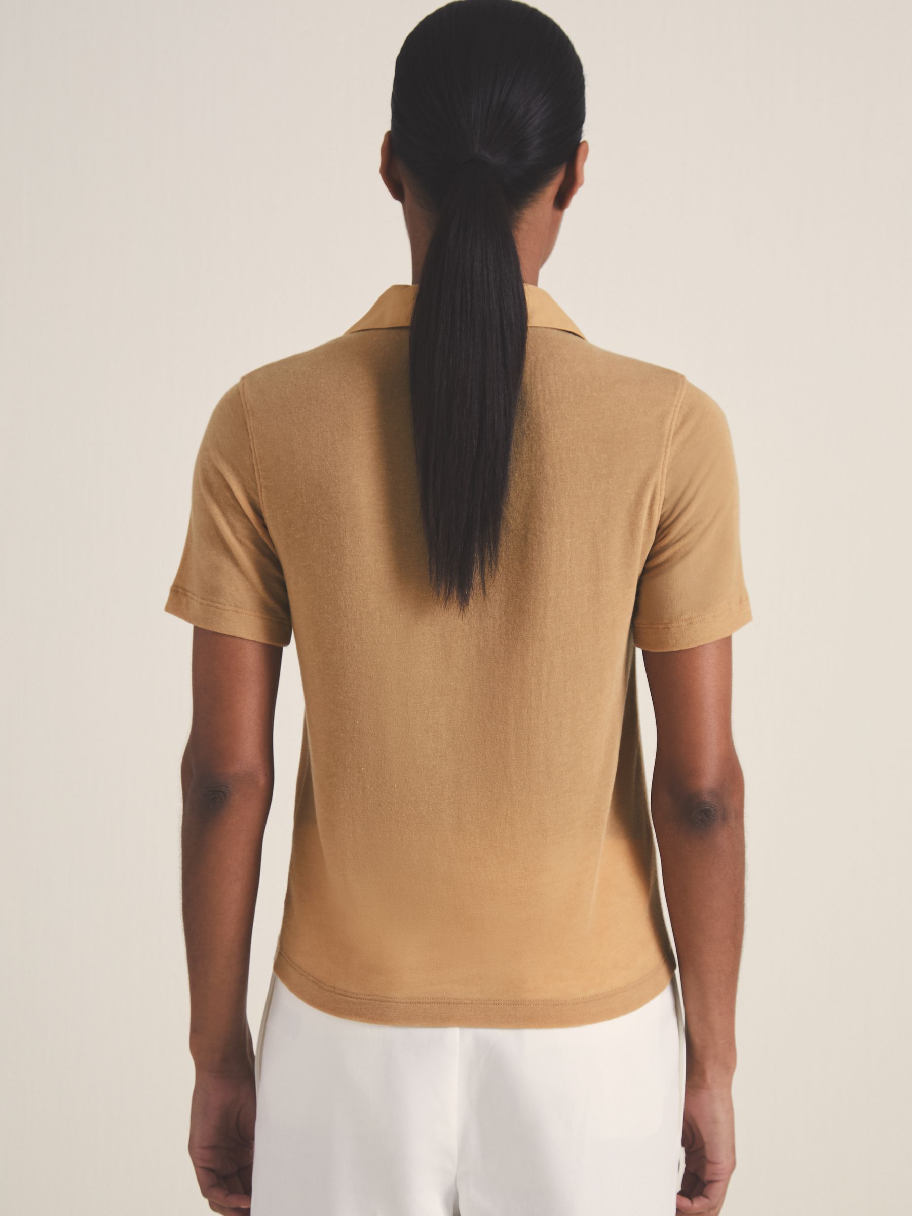 Reiss | Les 100 Ciels Polo Shirt With Cashmere in Tan