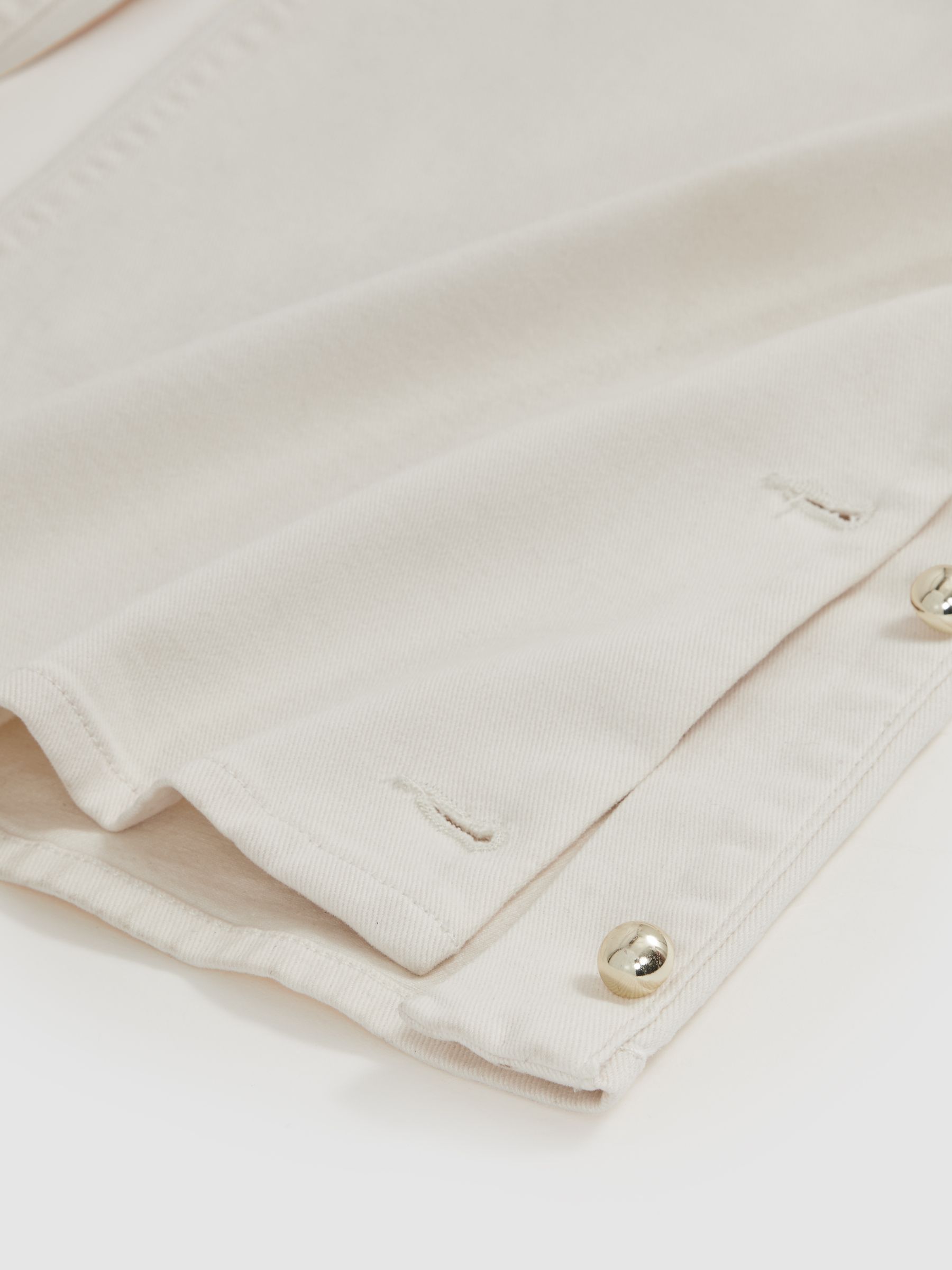 Side Button Wide Leg Jeans in Cream