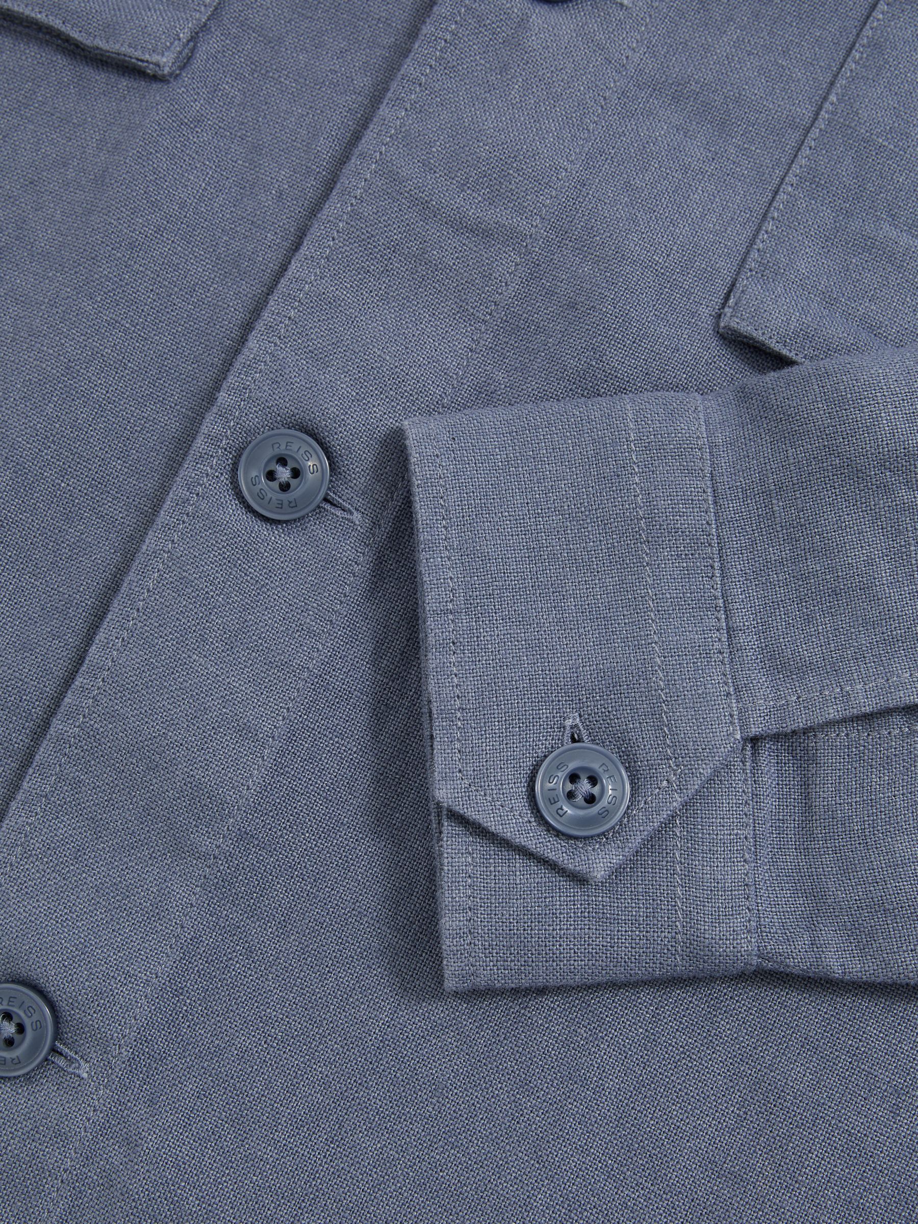 Linen Twin-Pocket Overshirt in Airforce Blue