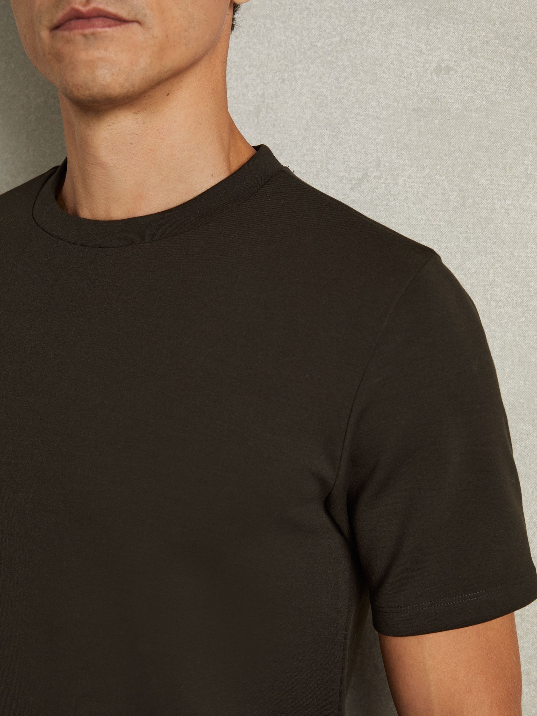 Interlock Jersey Crew Neck T-Shirt in Chocolate Brown