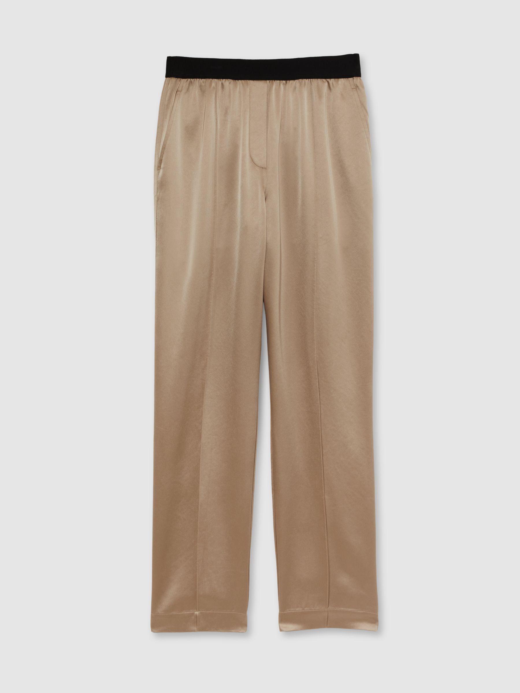 Elea Champagne Satin Elasticated Tapered Trousers