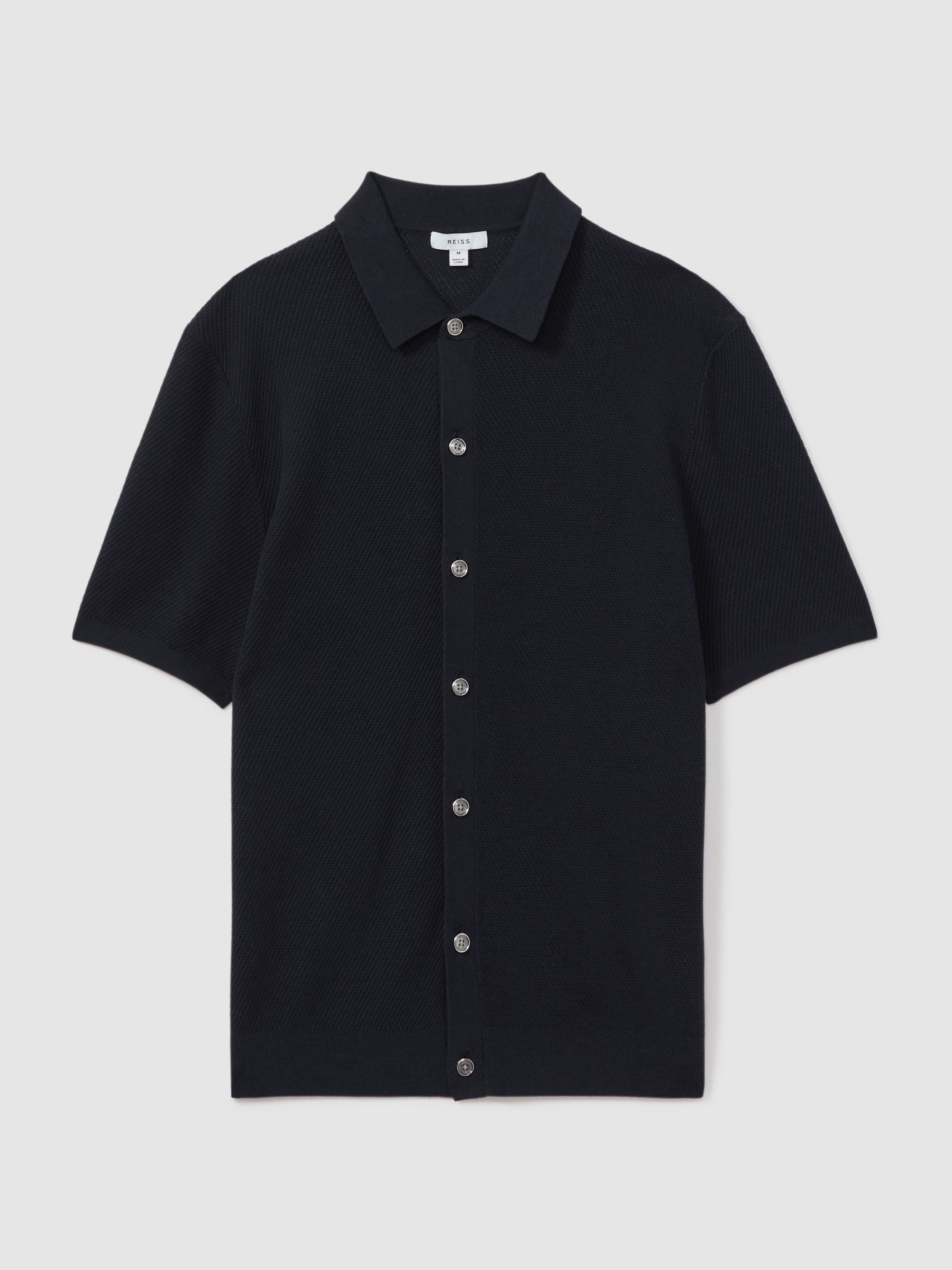 Cotton Blend Textured Shirt in Navy