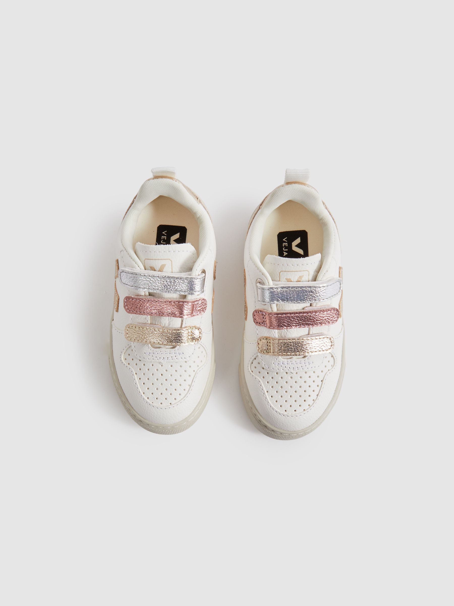Veja Suede Velcro Trainers in White Multi