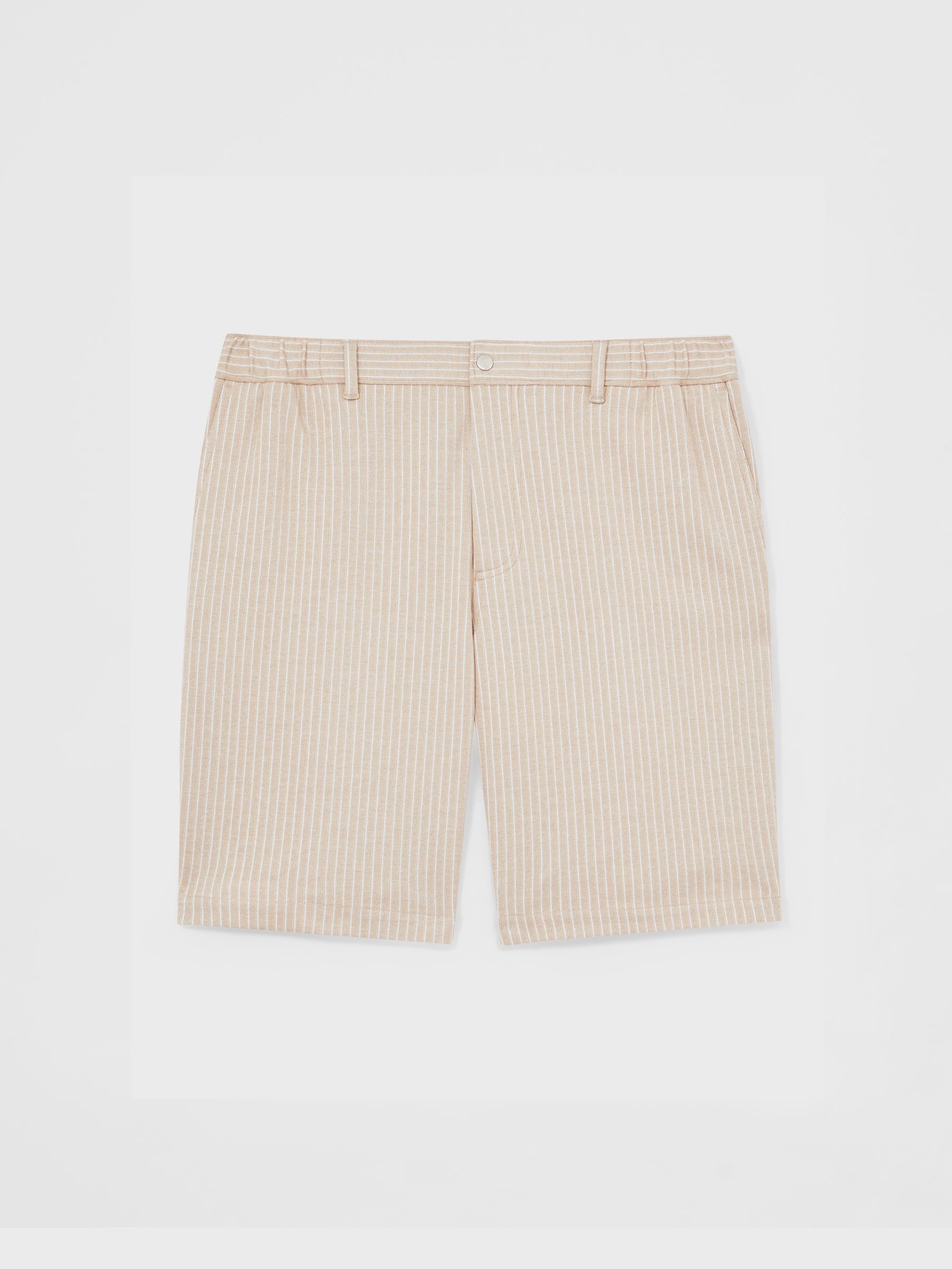 Jersey Pinstripe Shorts in Oatmeal/White