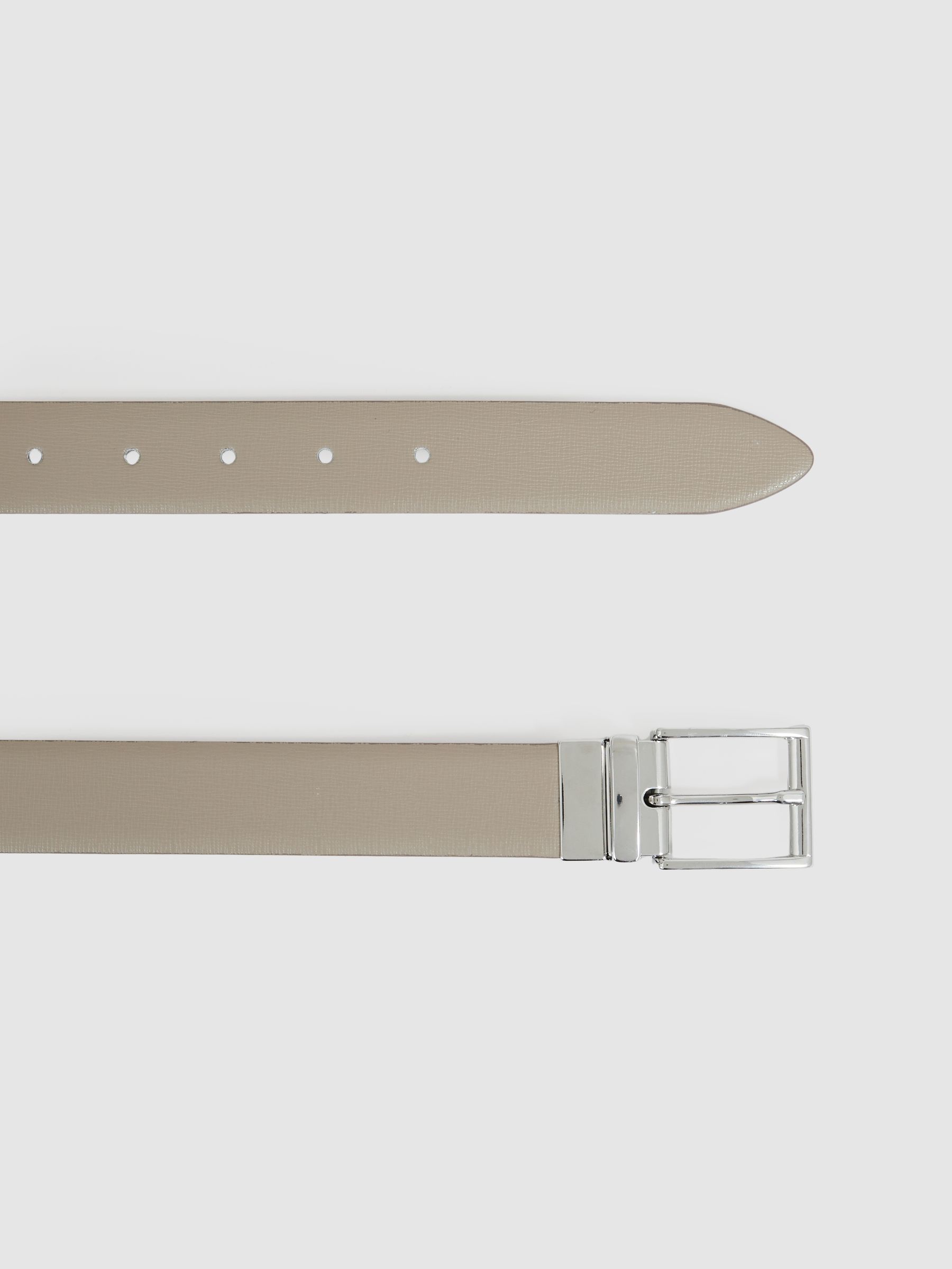 Leather Reversible Belt in Stone/Dark Brown