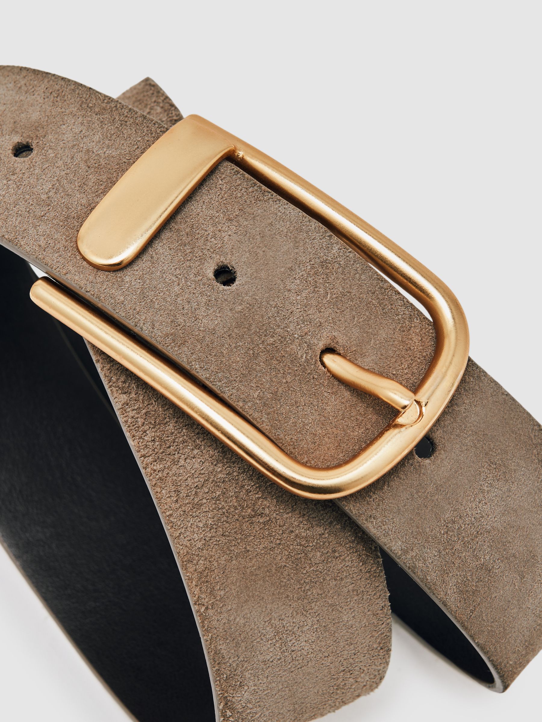 Suede Half Keeper Belt in Grey