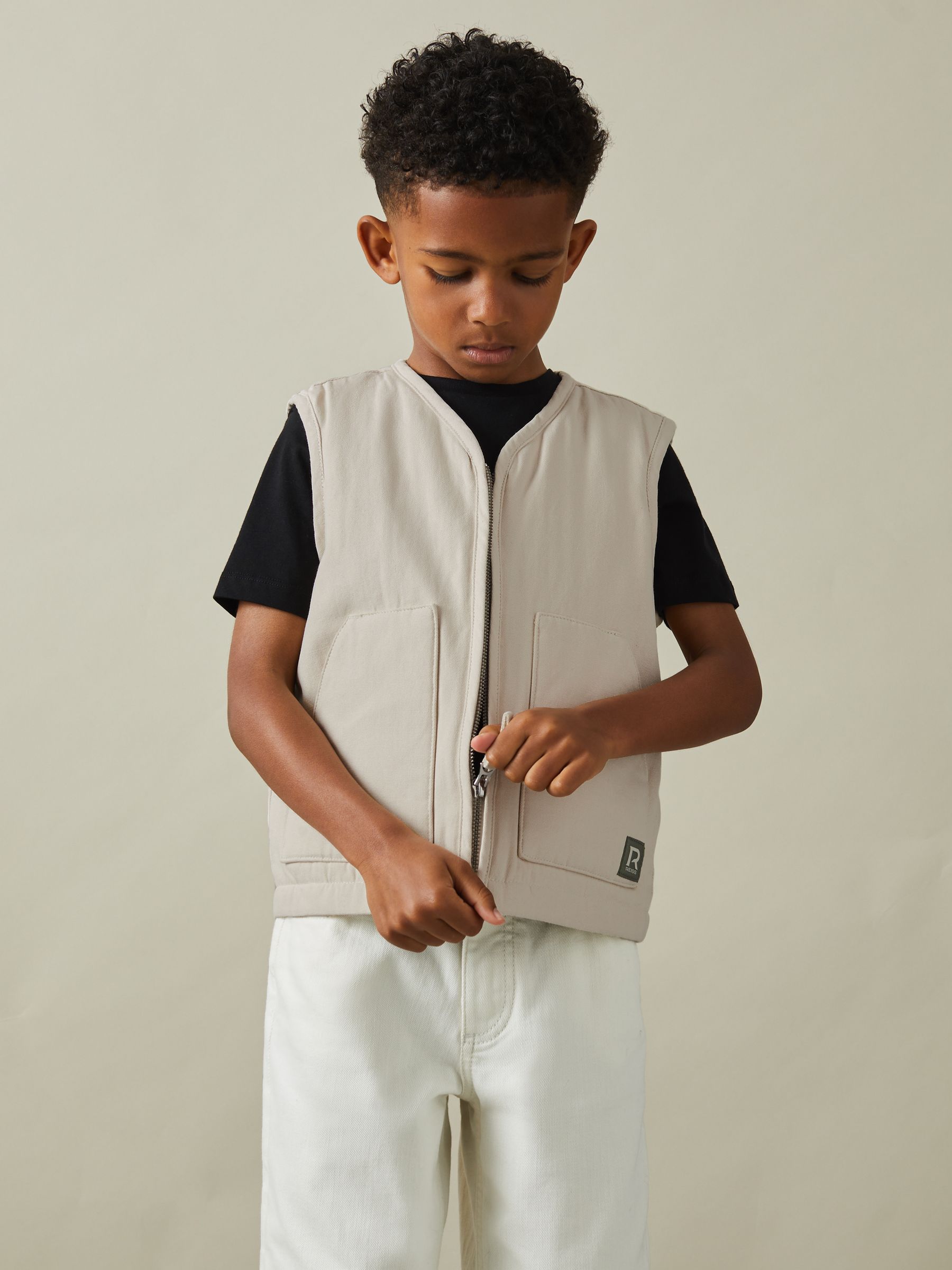 9-13 yrs Cotton Quilted Gilet in Off White