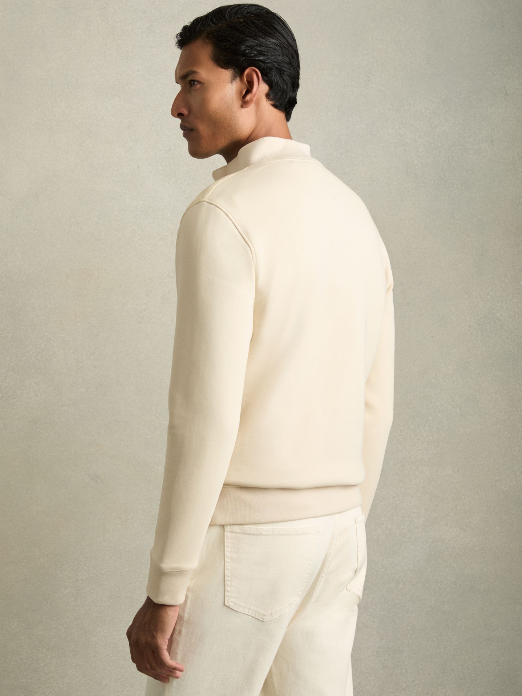 Hybrid Quilt and Knit Zip-Through Jacket in Light Stone