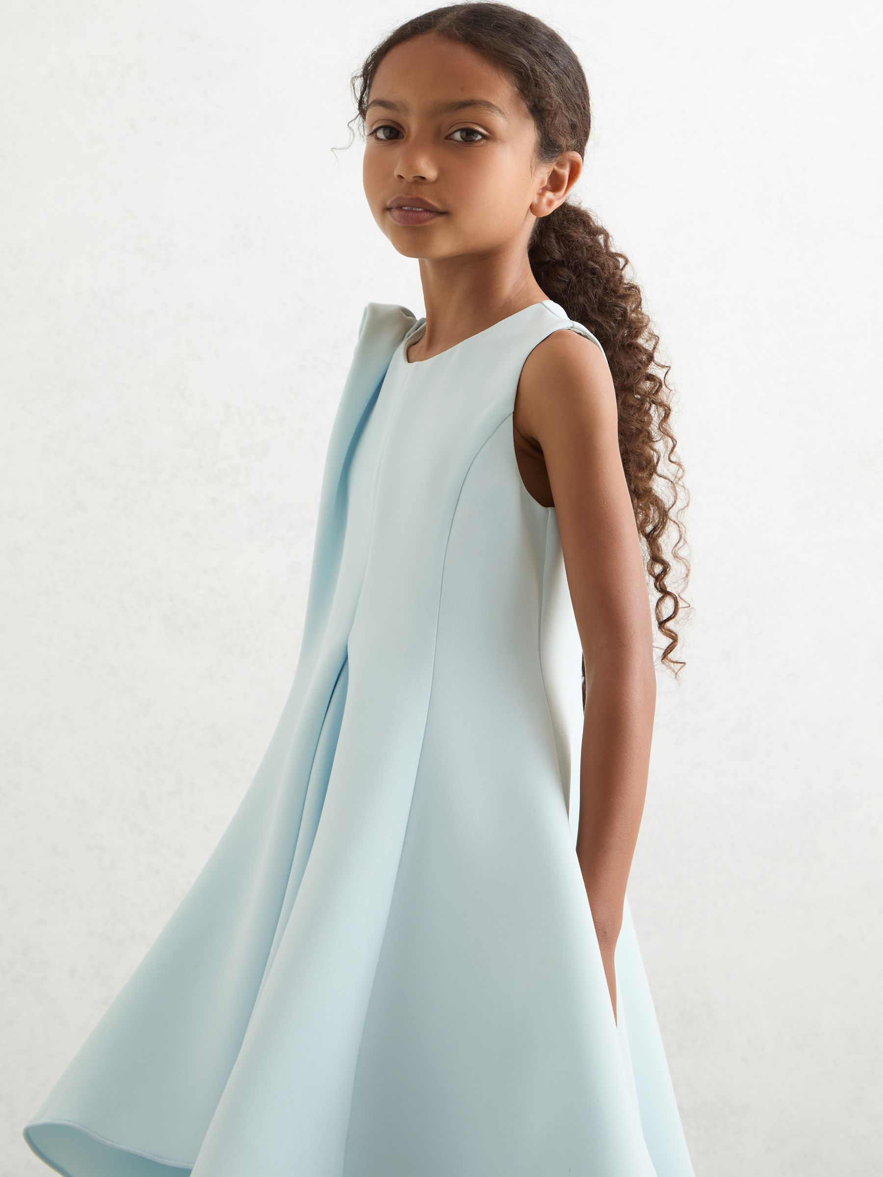 4-9 yrs Flower-Detail Fit-And-Flare Dress in Blue