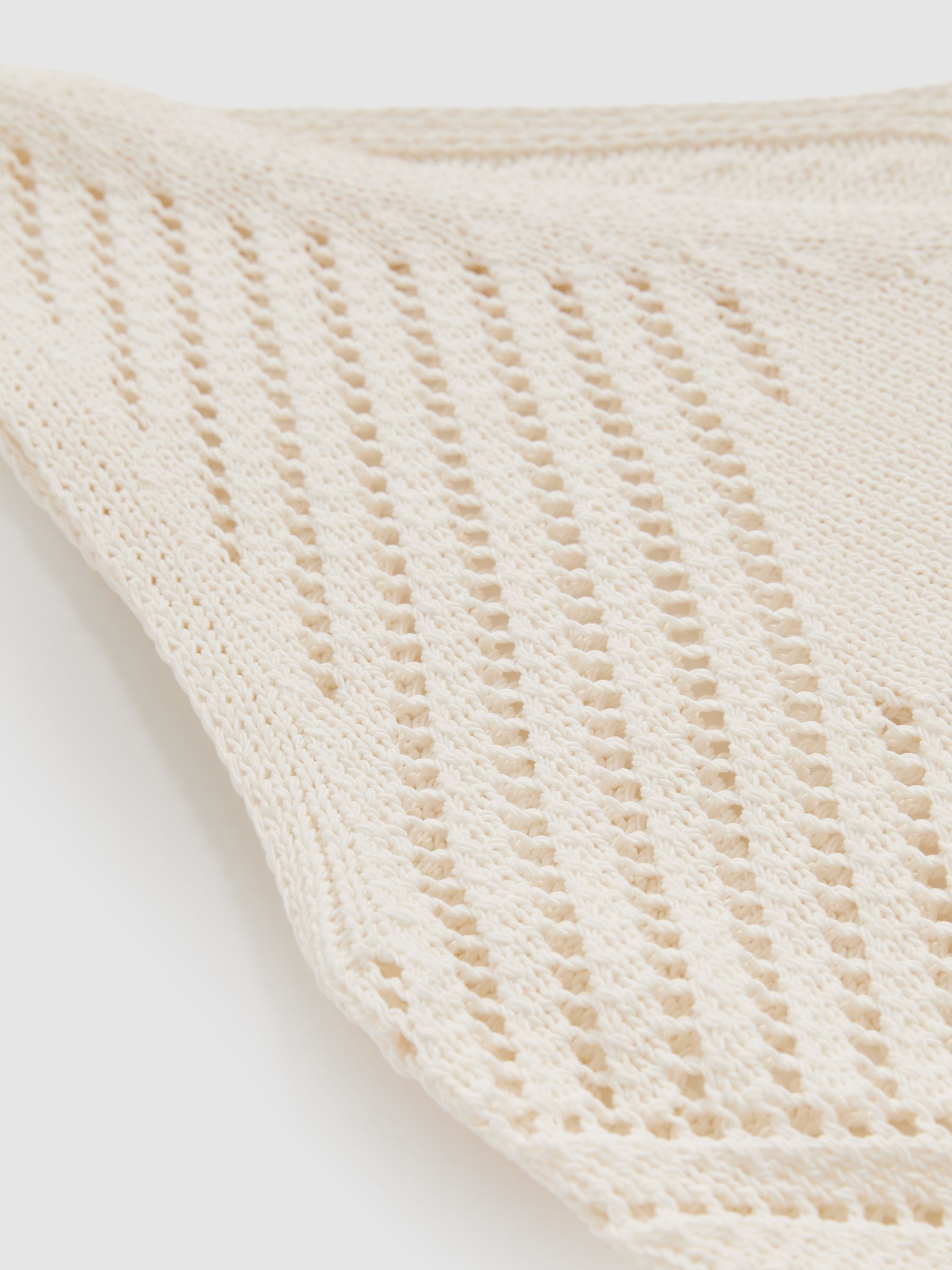 Cotton Blend Open Knit Vest in Ivory Cream