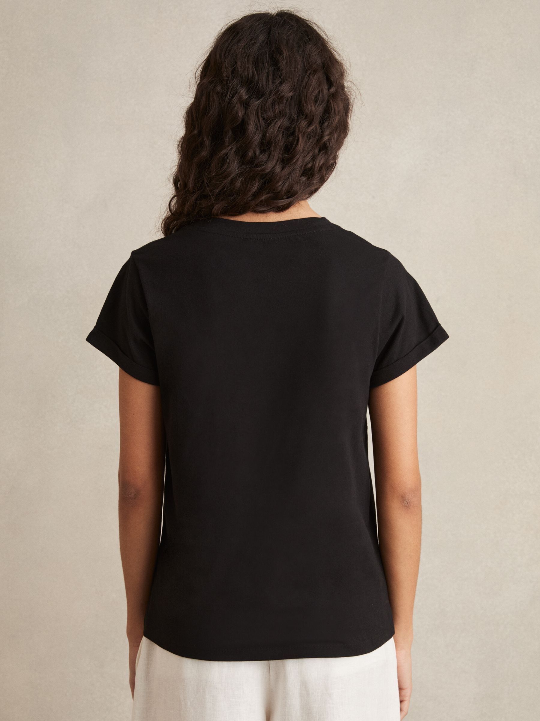 Cotton-Jersey V-Neck T-Shirt in Black