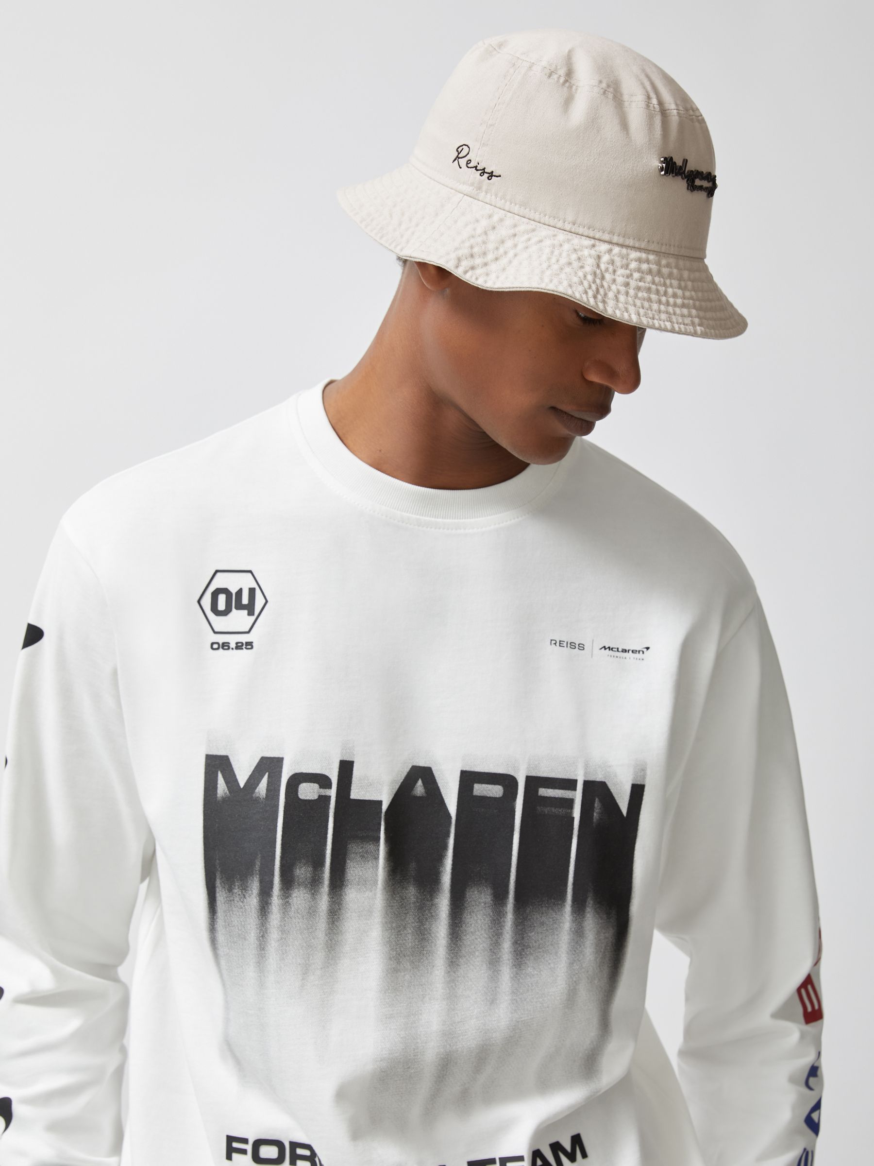 Unisex Fit McLaren Racing Cotton Bucket Hat in Stone