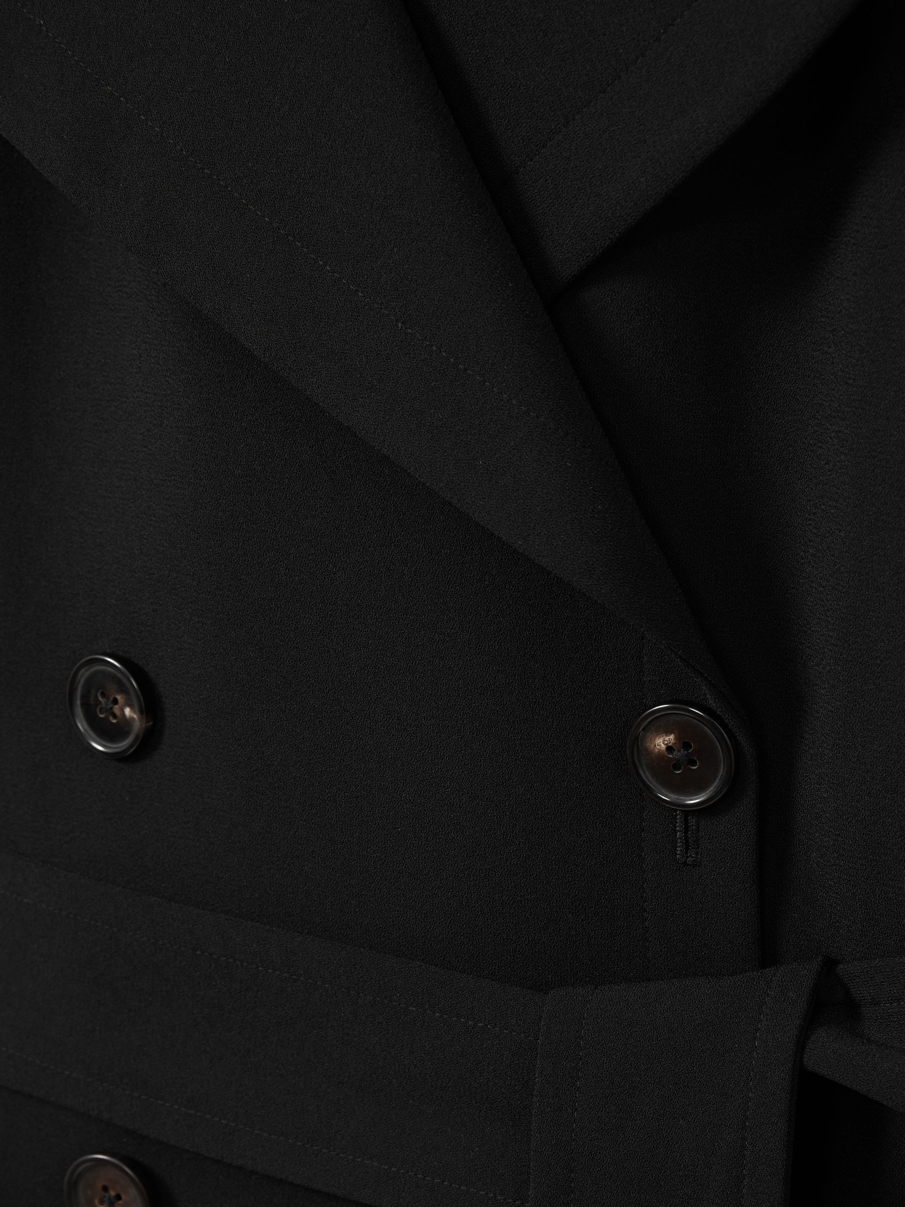 Florere Double Breasted Belted Trench Coat in Black