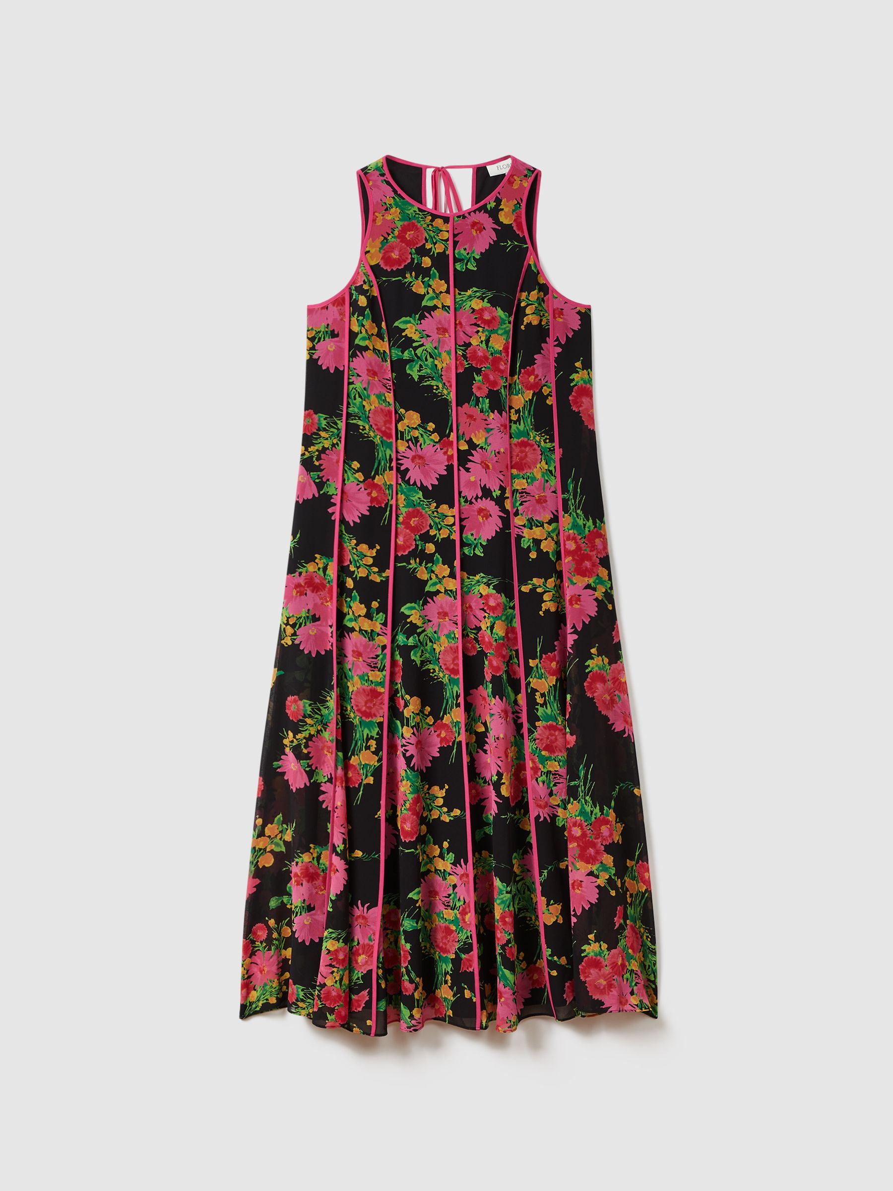 Florere Printed Panel Midi Dress in Pink/Black