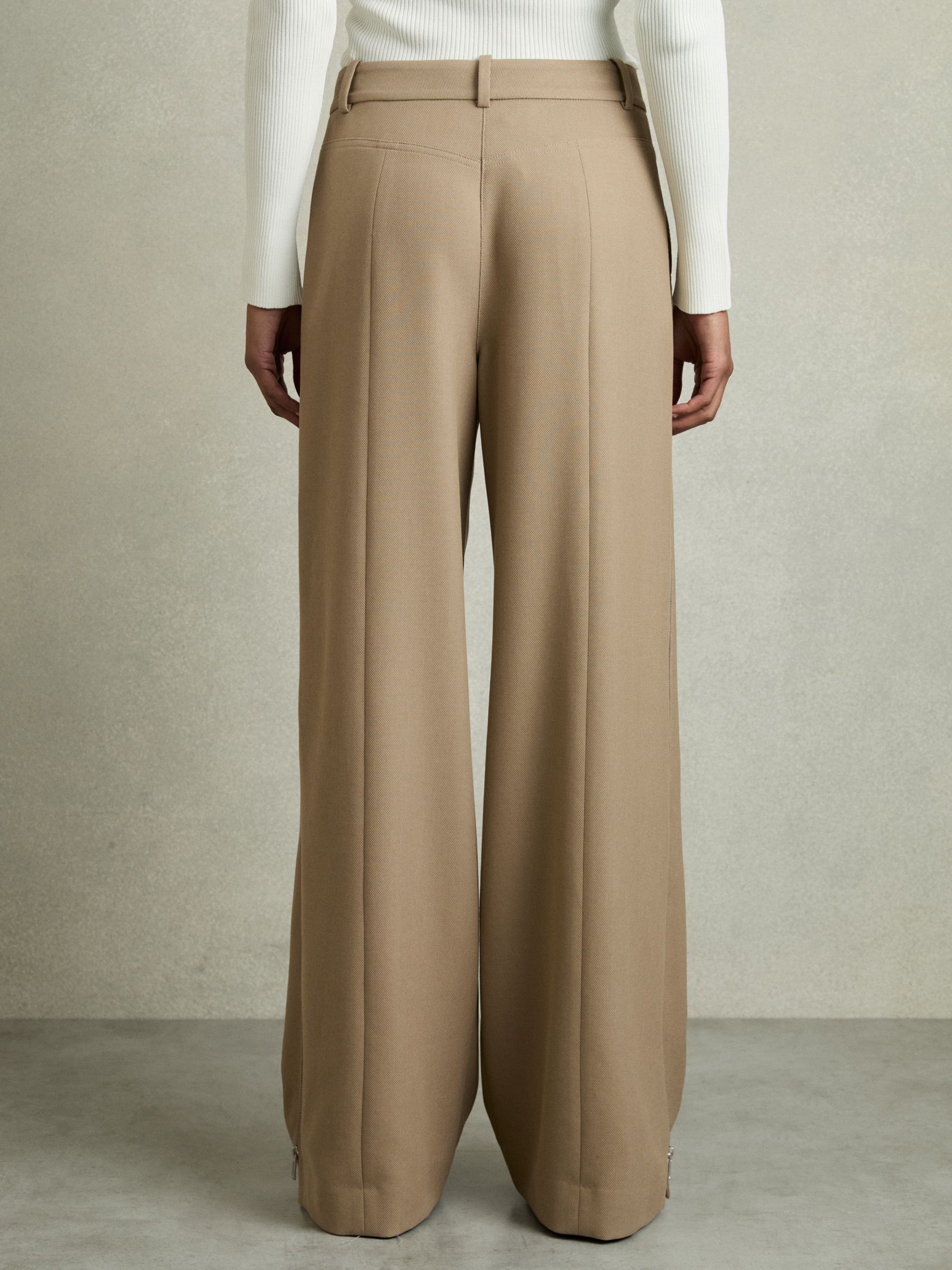 Petite Wide-Leg Side-Zip Trousers in Sage Green