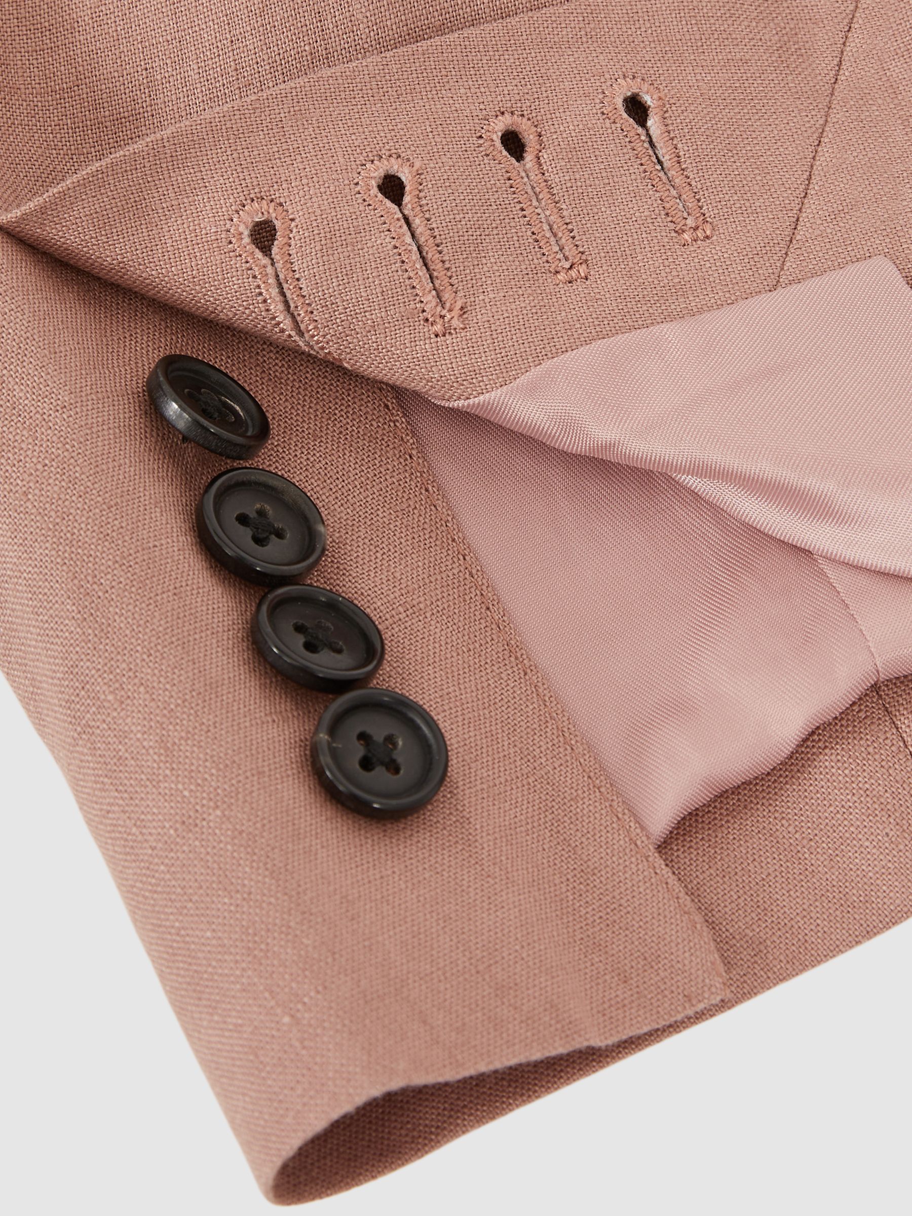 Single-Breasted Linen Suit Blazer Slim Fit in Rose Pink