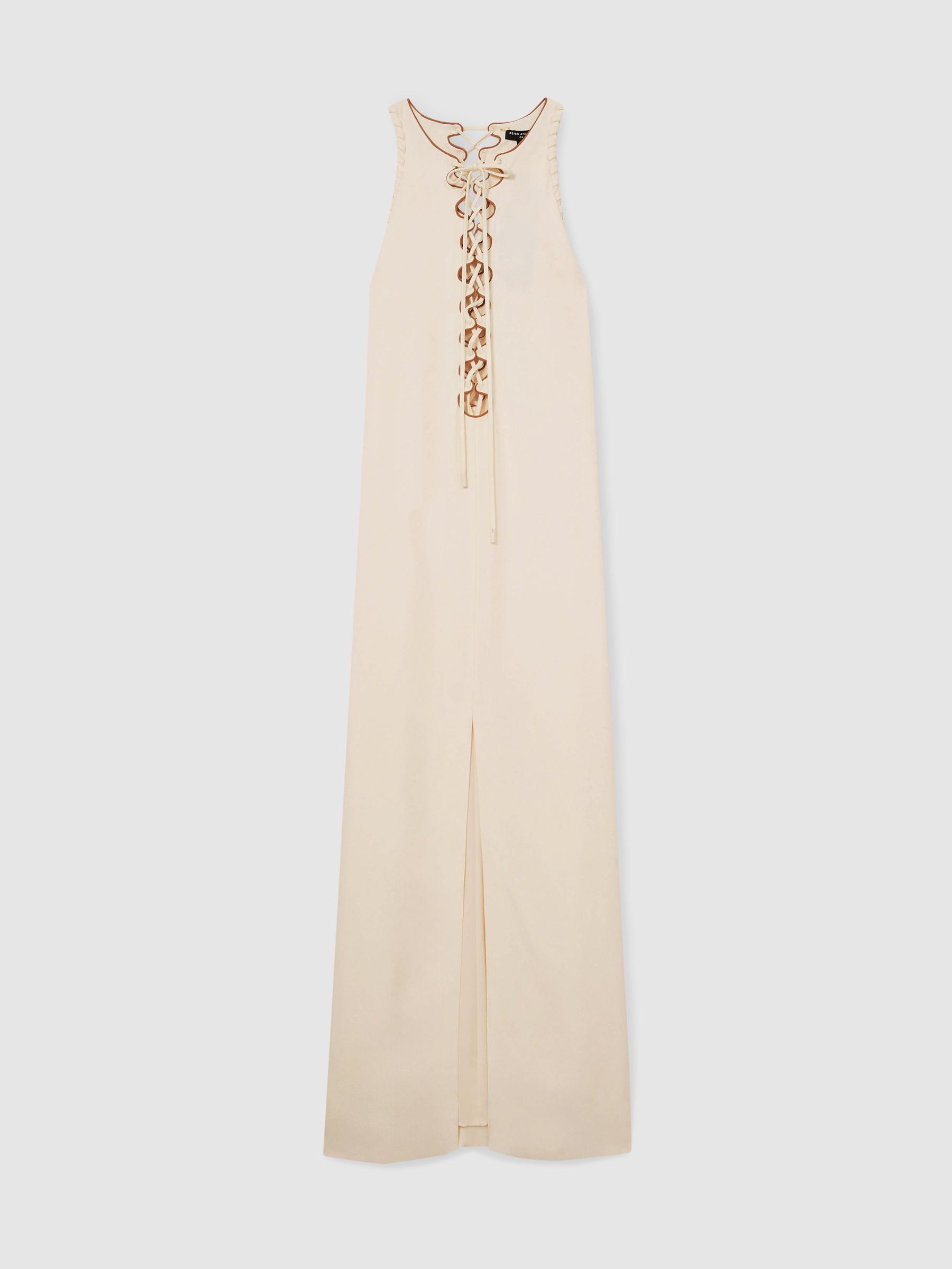 Atelier Satin-Crepe Cut-Out Maxi Dress in Cream