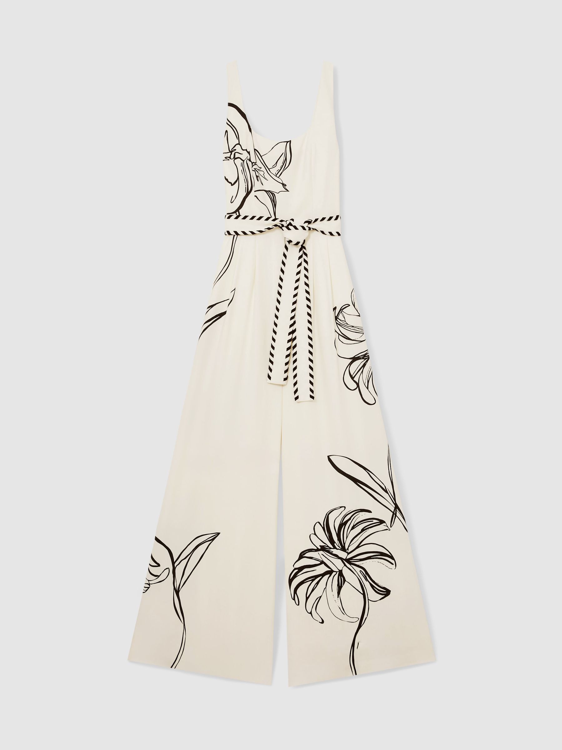 Reiss | NYBG Floral-Print Jumpsuit in Ivory/Black