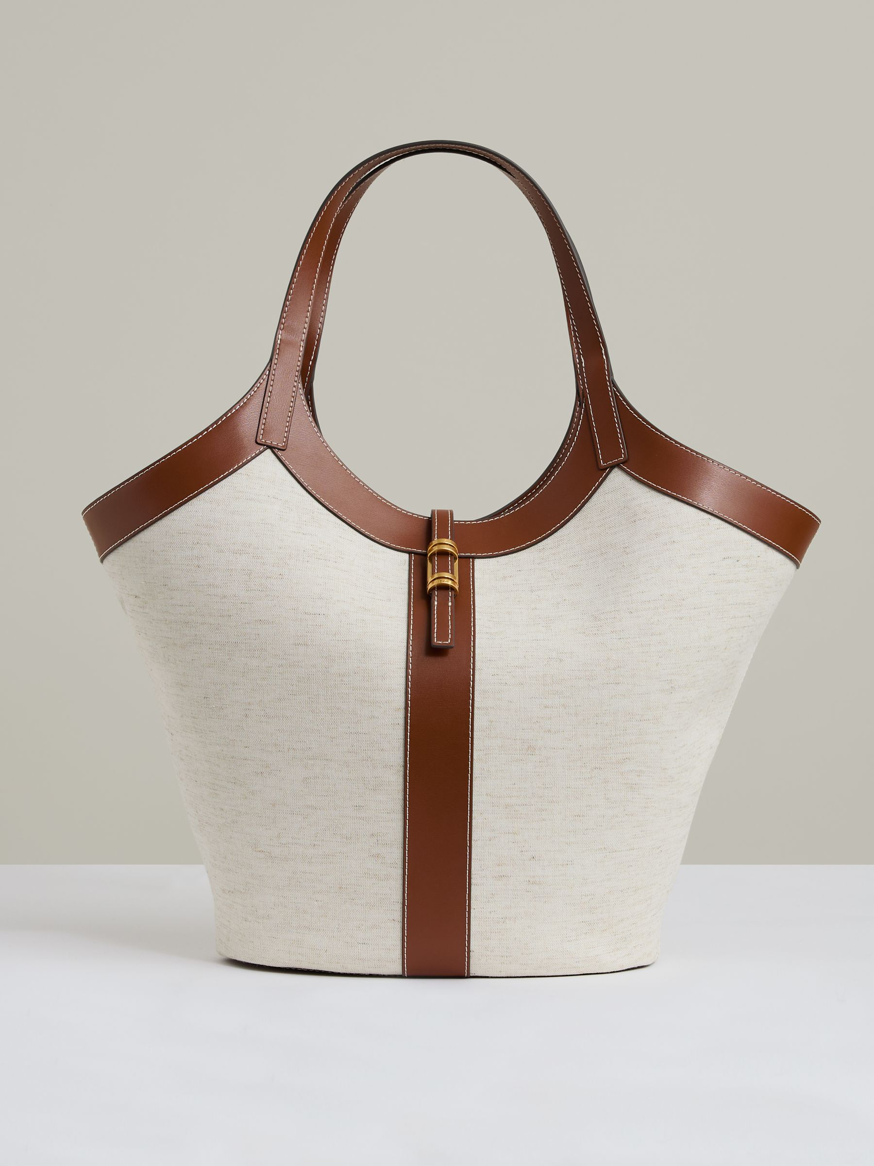 Canvas And Leather Tote Bag in Natural
