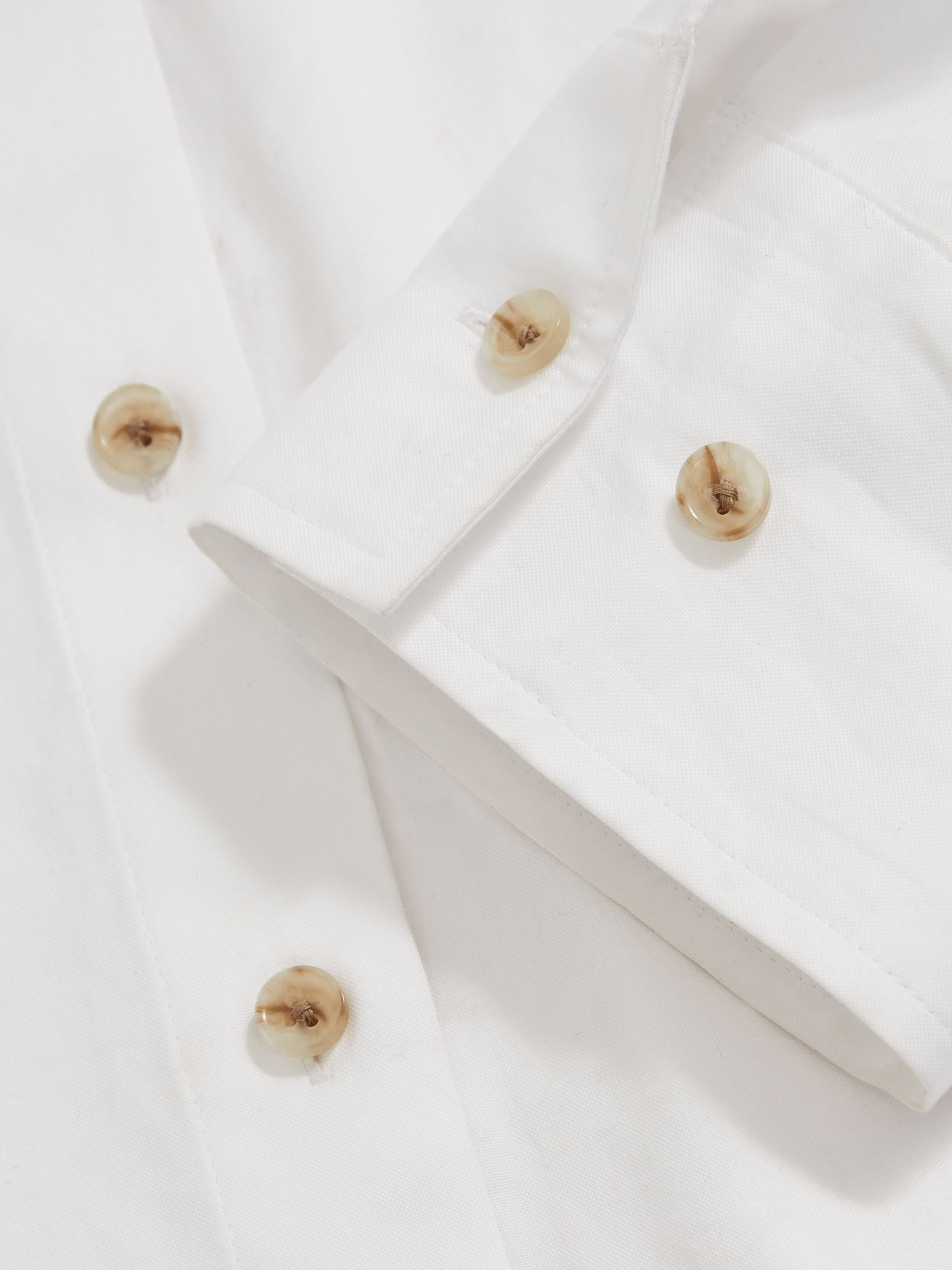 Cotton Button Through Oxford Shirt in White