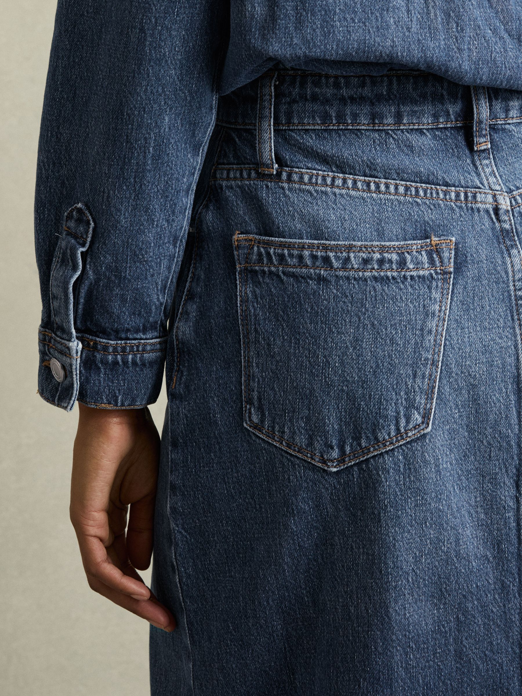 Denim Button-Through Midi Dress in Indigo