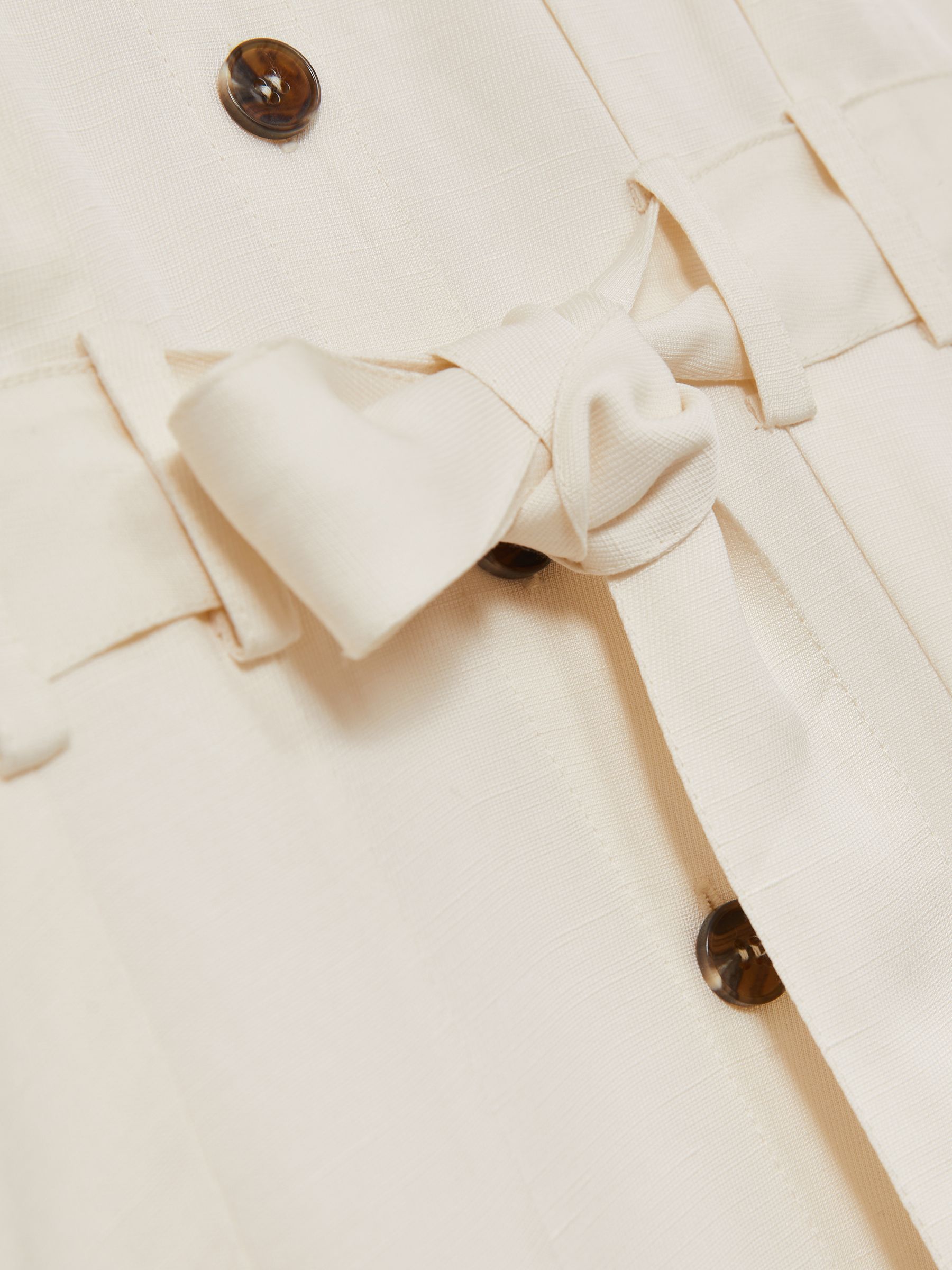 9-13 yrs Tie-Waist Collared Dress in Ivory