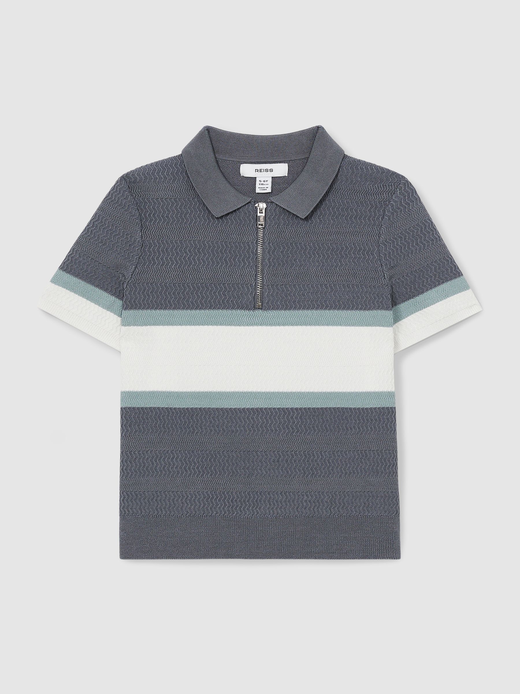 9-13 yrs Textured Colour-Block Polo Shirt in Airforce Blue