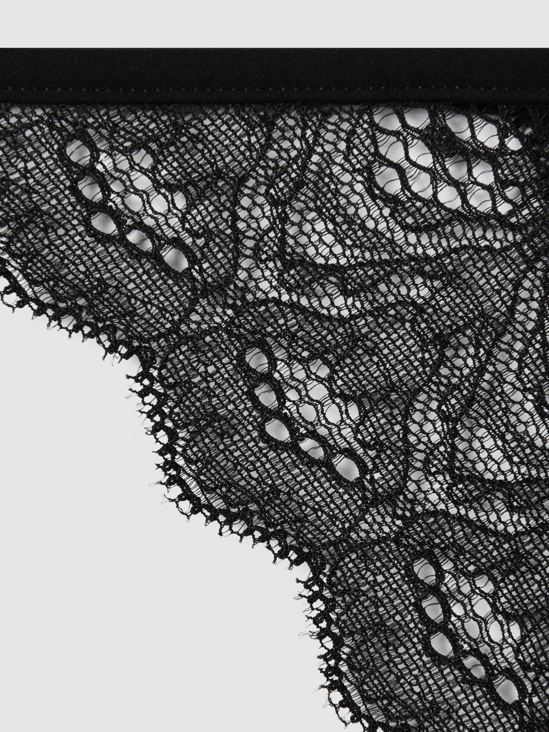 Underwear Mesh Lace Thong in Black