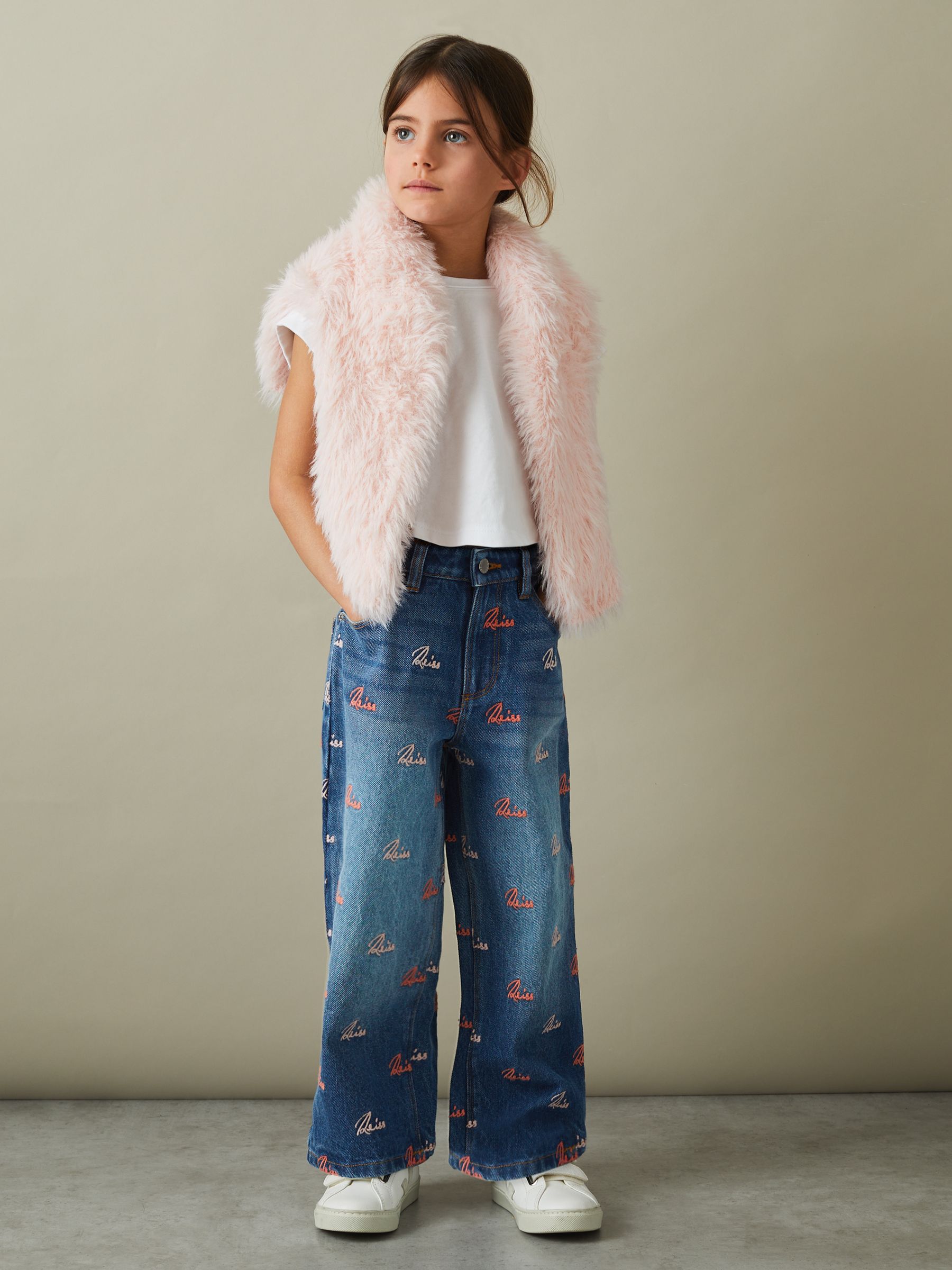 13-14 yrs Relaxed Embroidered Logo Jeans in Blue