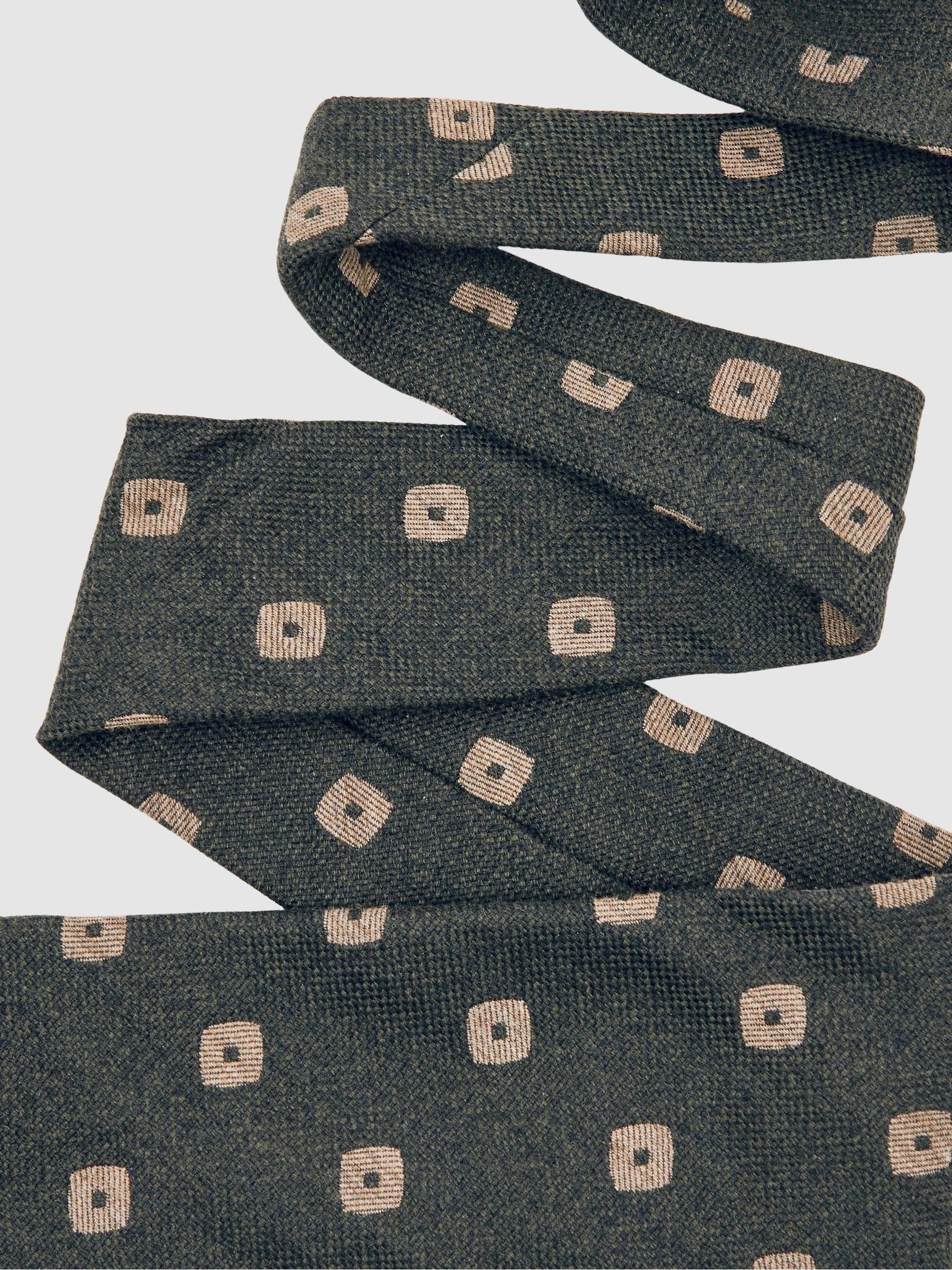 Silk-Wool Square-Medallion Tie in Forest Green