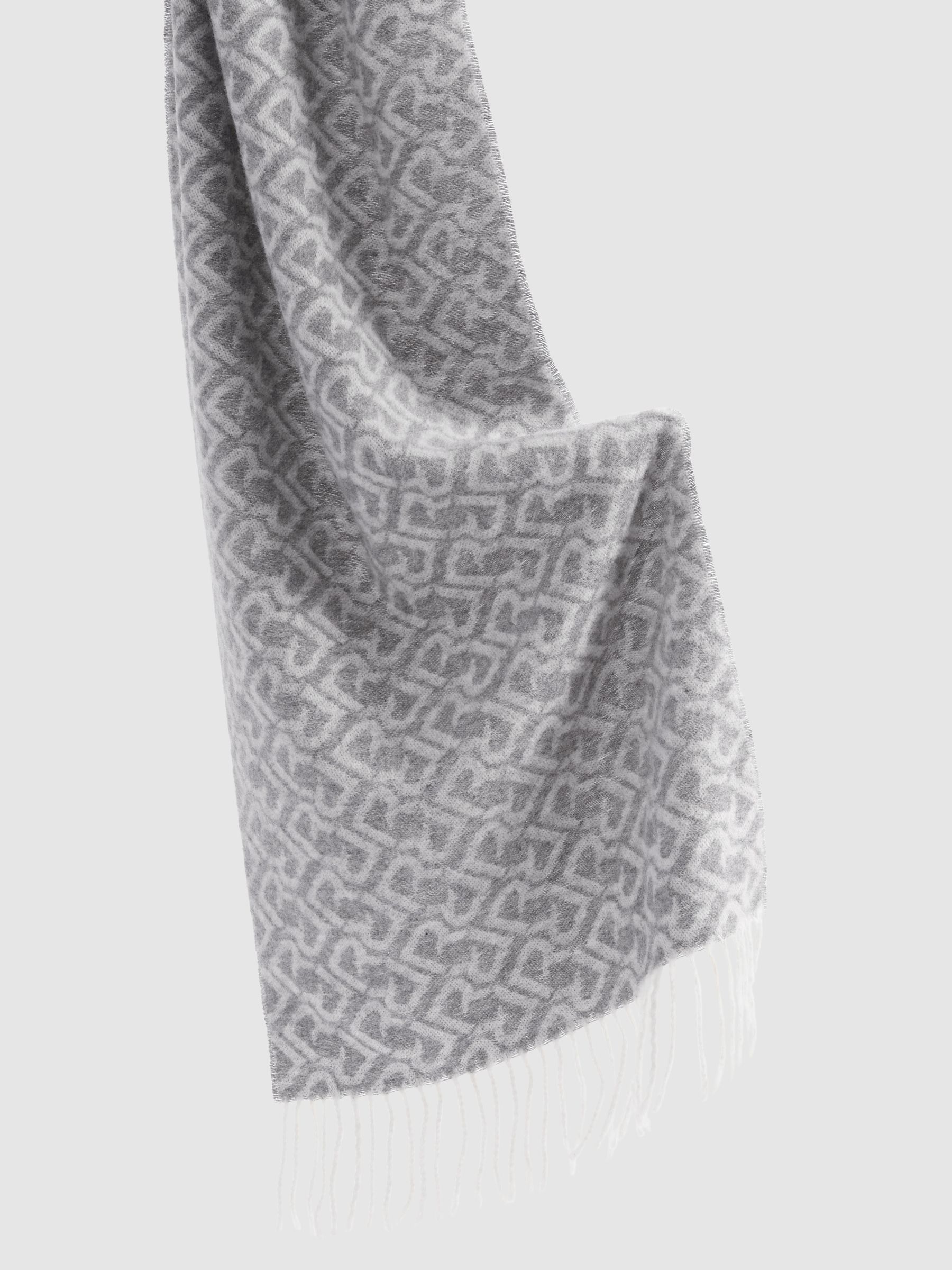 Logo-Jacquard Scarf With Wool in Charcoal / Off White