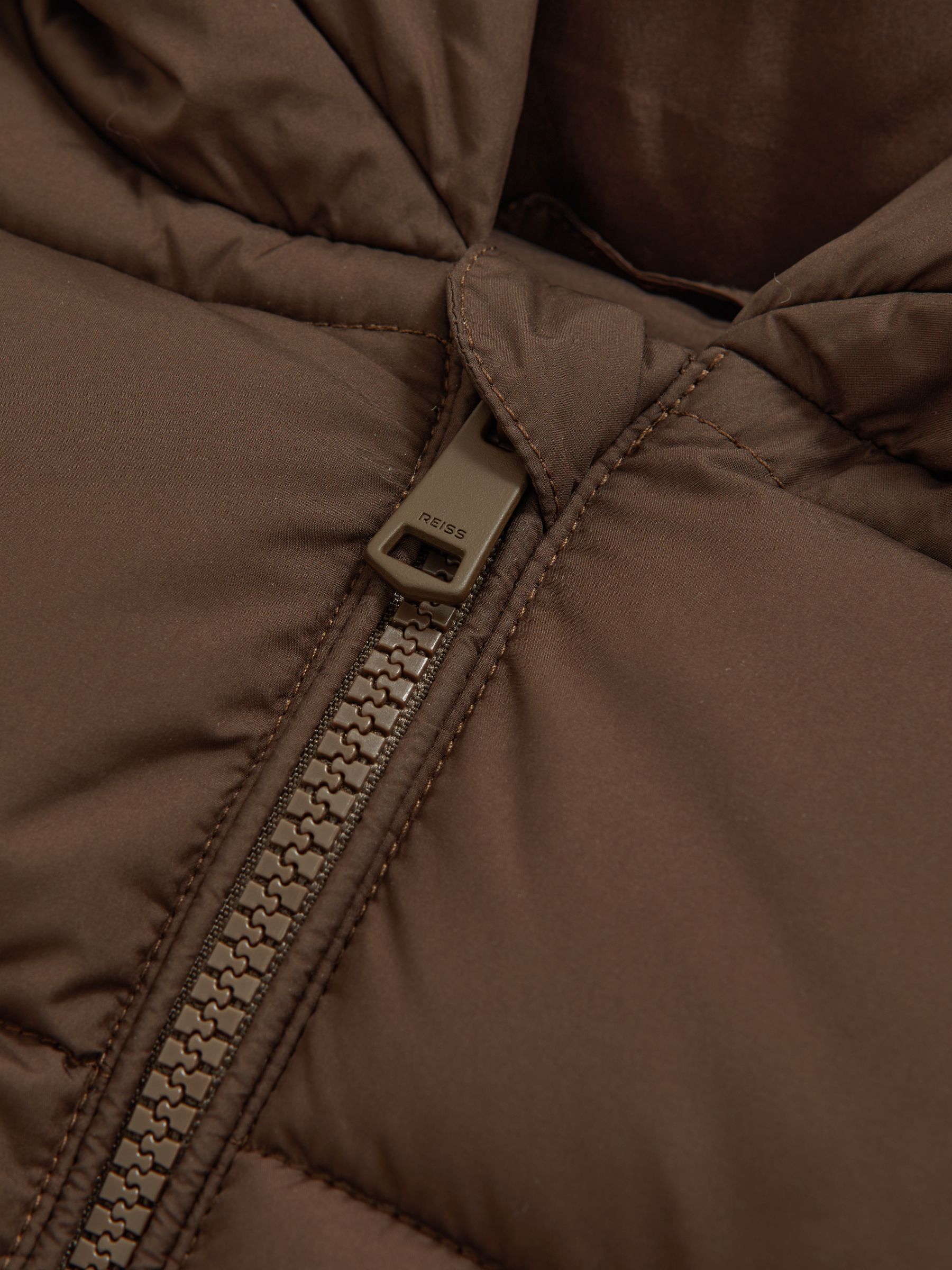 3-9 yrs Short Hooded Puffer Coat in Chocolate